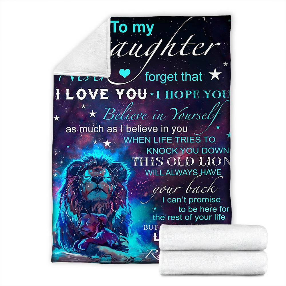 Custom Blanket Lion To My Daughter Blanket - Gift For Daughter - Fleece Blanket-A Loves Gift