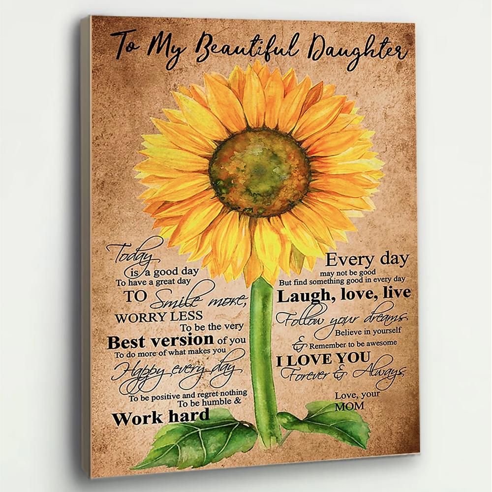 Sunflower To My Beautiful Daughter Canvas Prints Wall Art - Matte Canvas-A Loves Gift