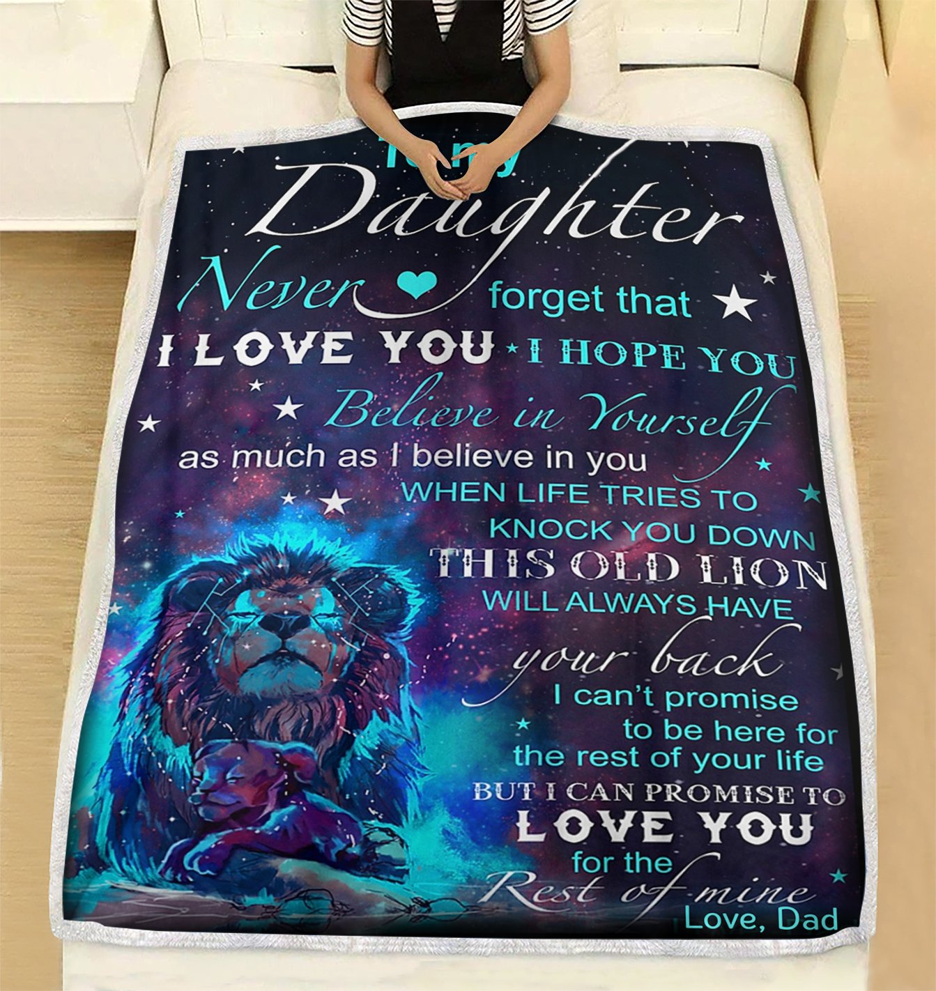 Custom Blanket Lion To My Daughter Blanket - Gift For Daughter - Fleece Blanket-A Loves Gift
