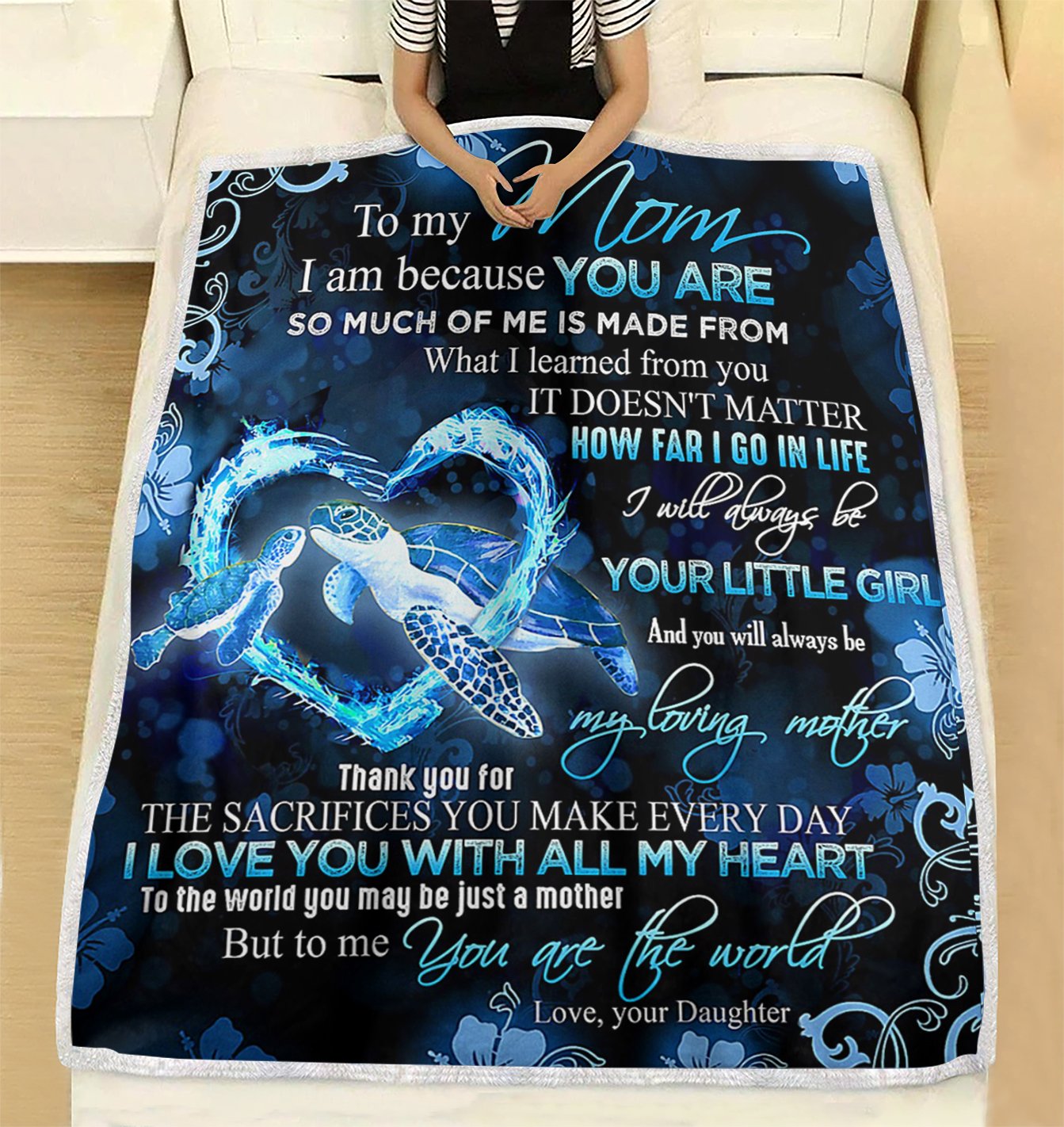 Custom Blanket Turtle To My Mom Blanket - Gift For Mom - Fleece Blanket-A Loves Gift