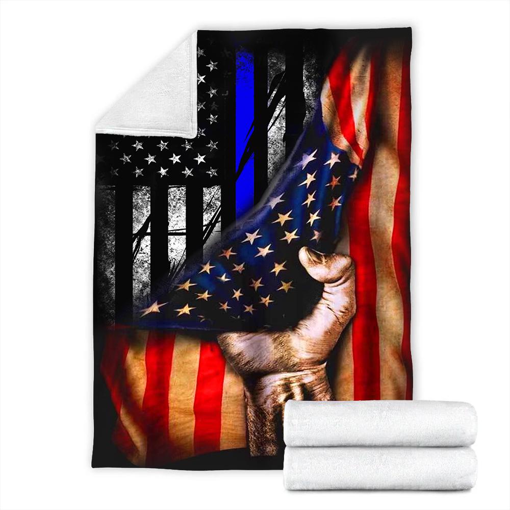 Custom Blanket Police Flag Blanket - Fleece Blanket-A Loves Gift