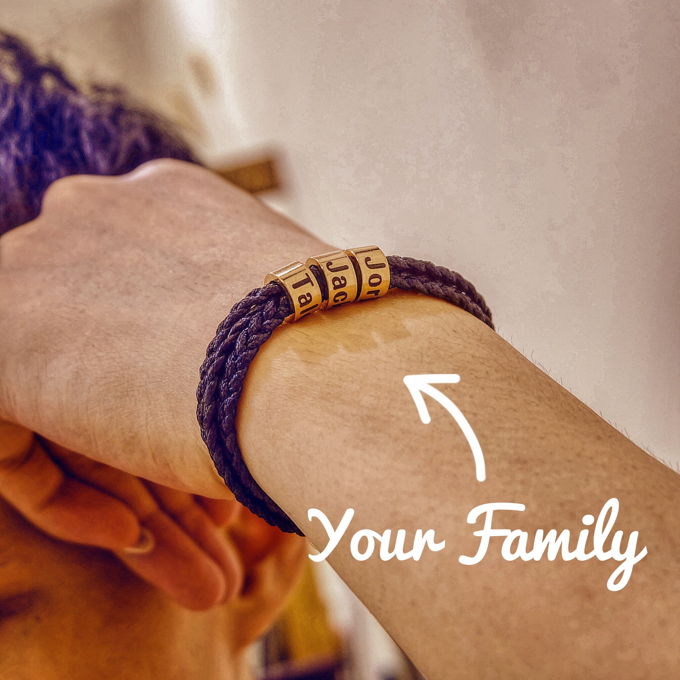 Couple Braided Bracelet with Small Custom Beads