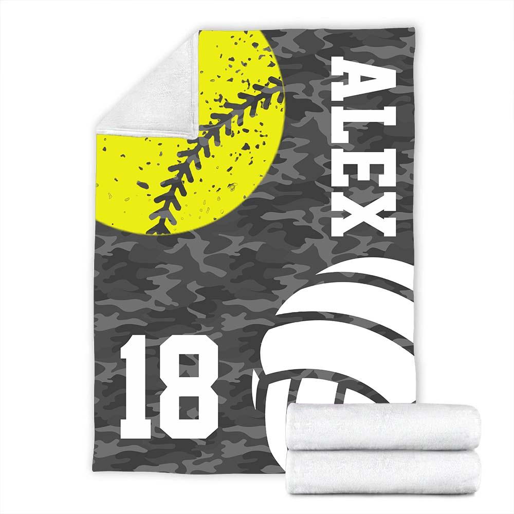Custom Blankets Softball Volleyball Personalized Blanket - Perfect Gift For Son - Fleece Blanket-A Loves Gift