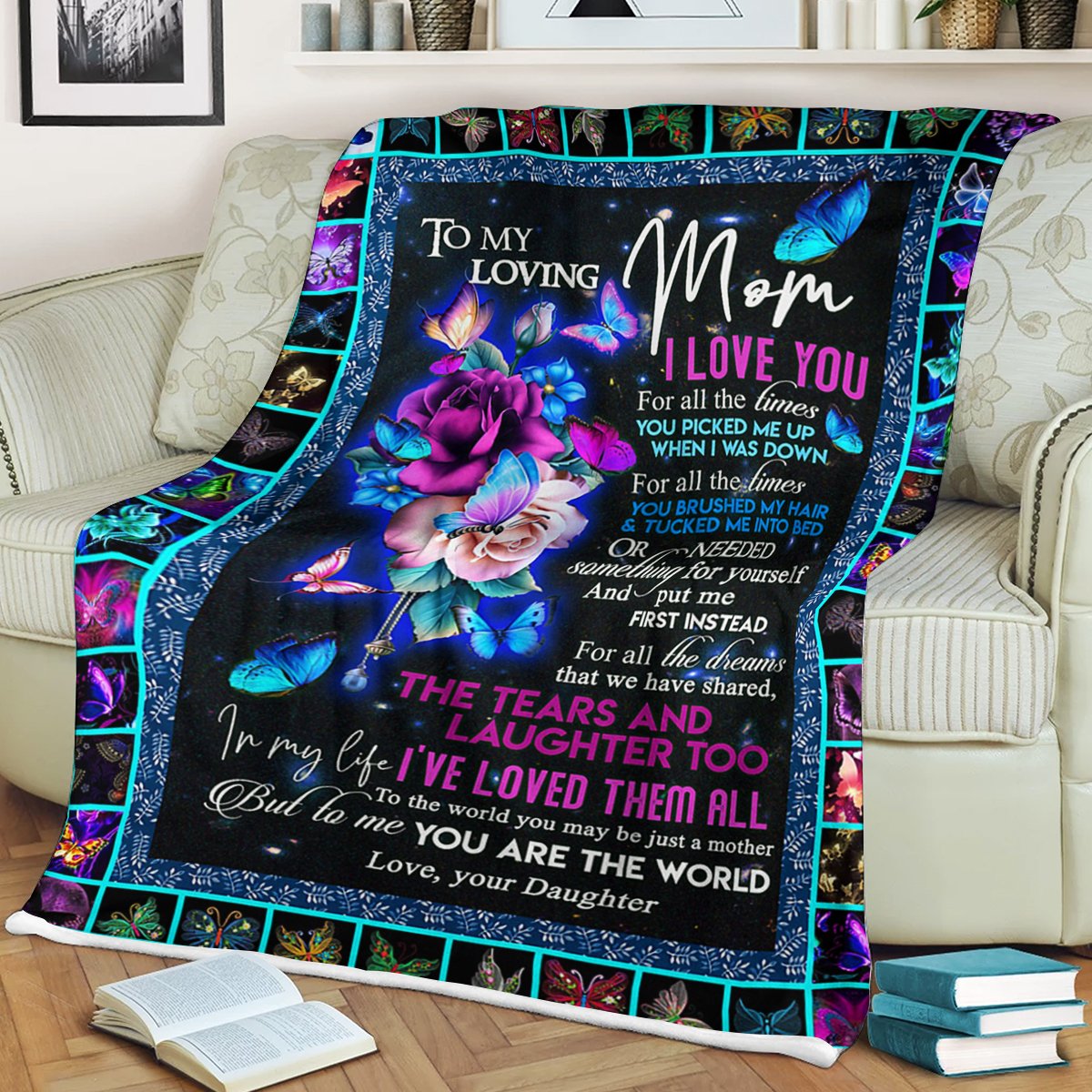 Custom Blanket To My Loving Mom Blanket - Gift For Mom - Fleece Blanket-A Loves Gift