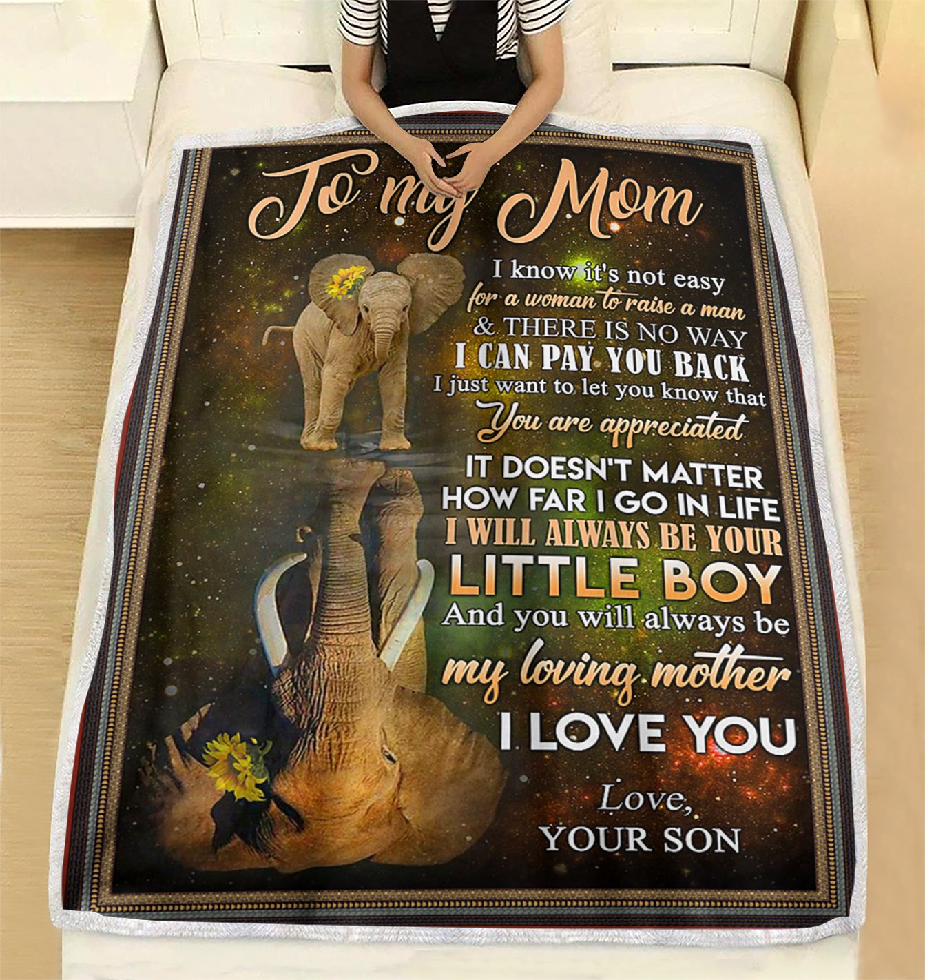 Custom Blanket Elephant To My Mom Blanket - Gift For Mom  - Fleece Blanket-A Loves Gift