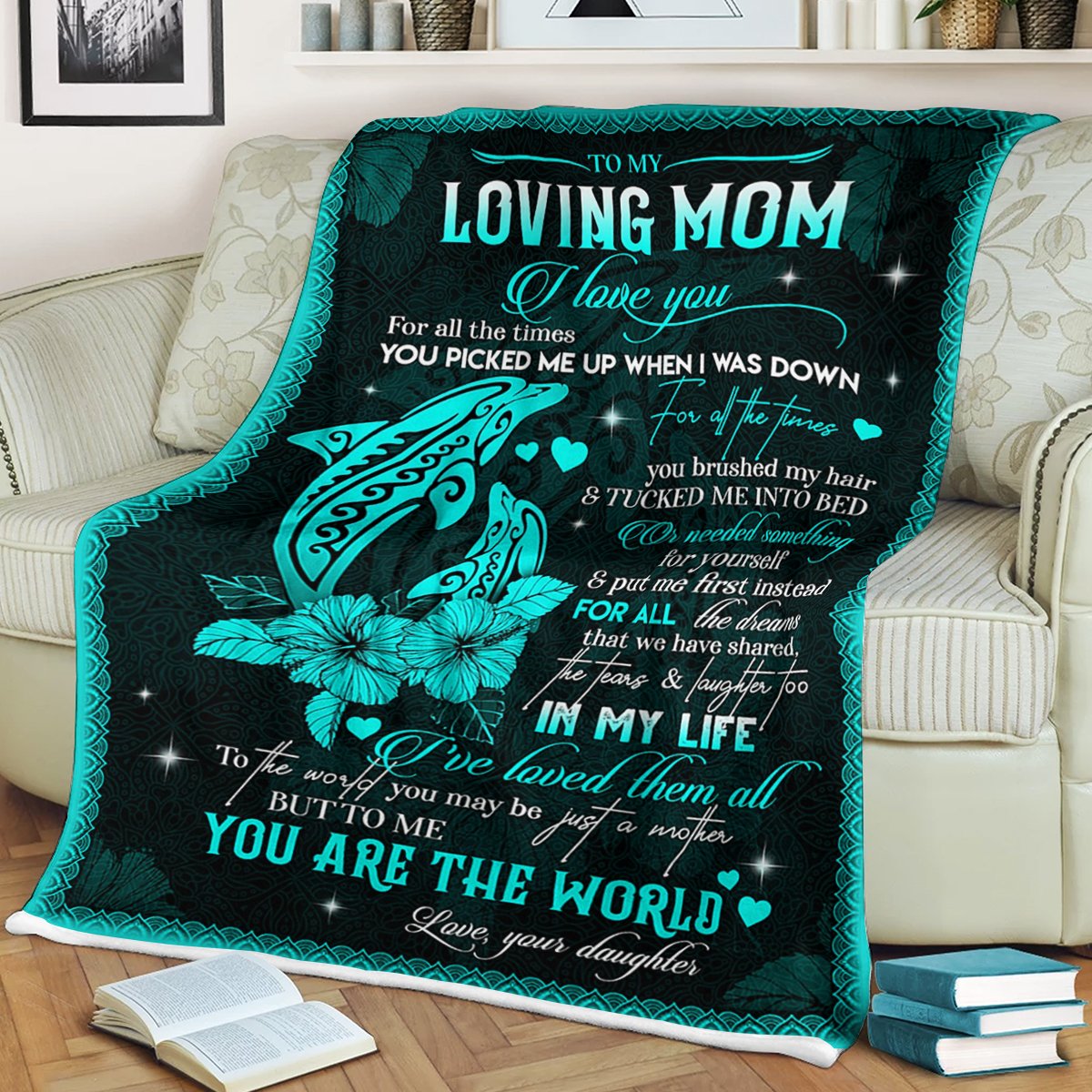 Custom Blanket Dolphin To My Mom Blanket - Gift For Mom- Fleece Blanket-A Loves Gift