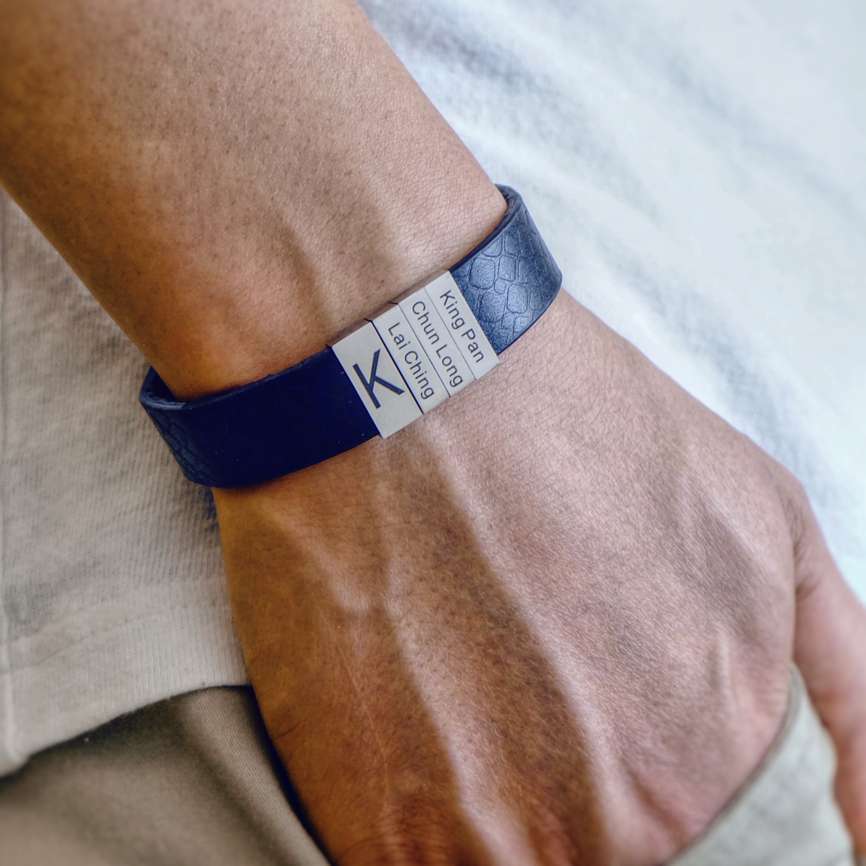 Personalized Black Leather Cuff Bracelet for Men-A Loves Gift