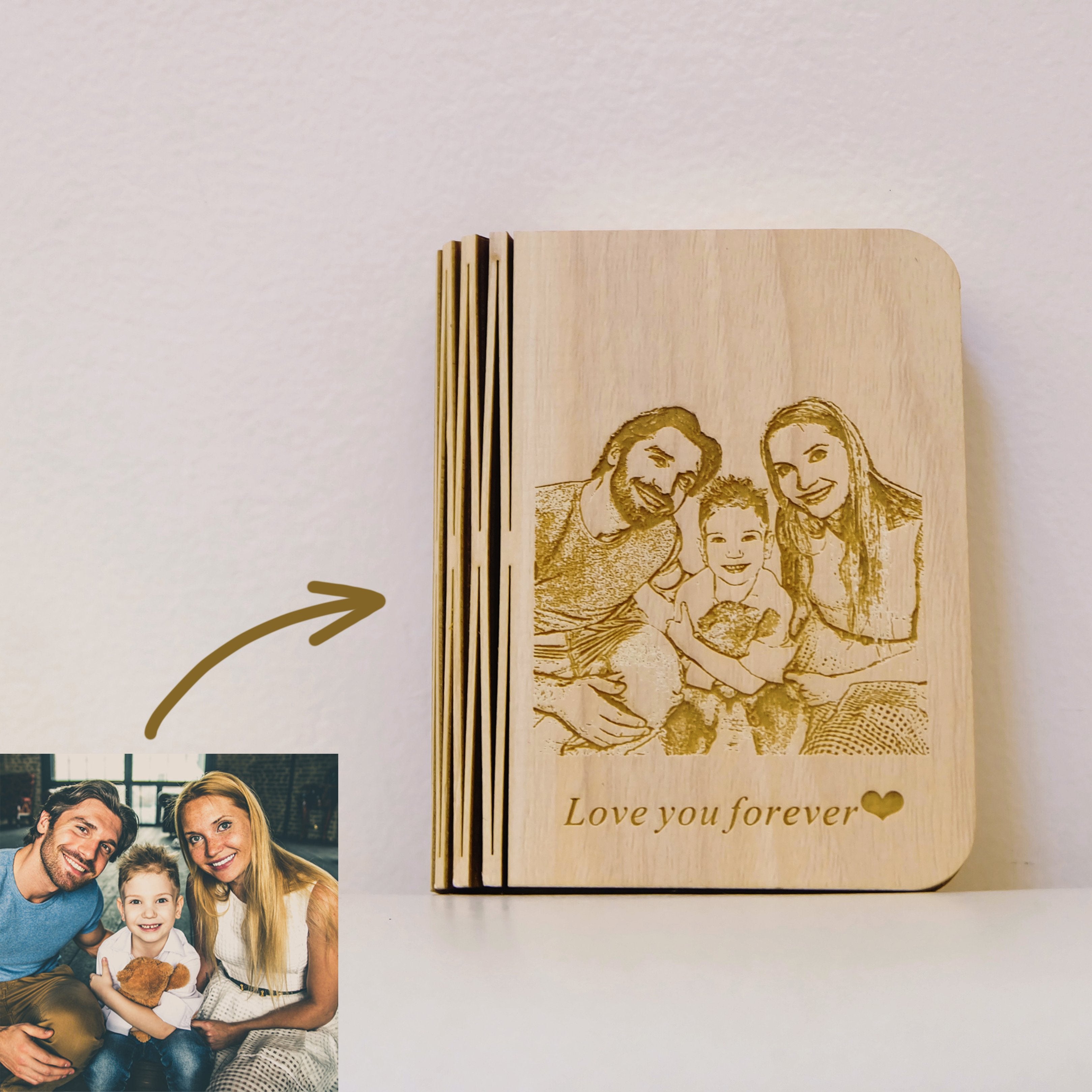 Customized Wooden Book Lamp-A Loves Gift