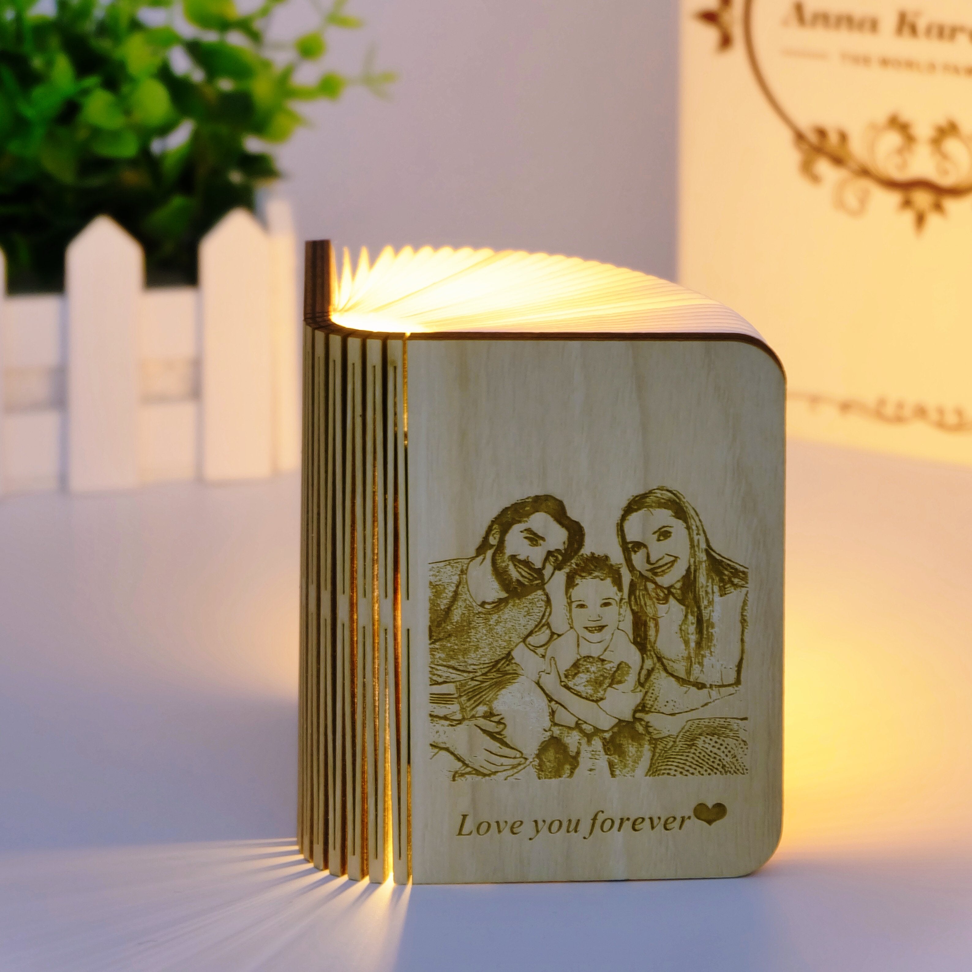 Customized Wooden Book Lamp-A Loves Gift