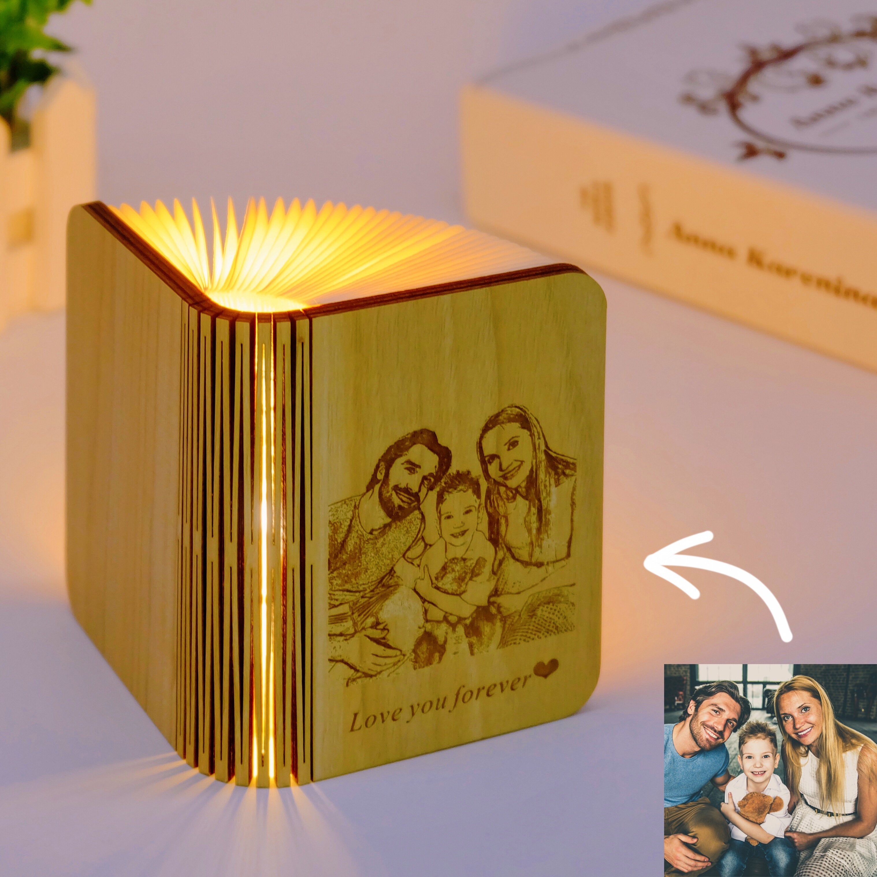 Customized Wooden Book Lamp-A Loves Gift