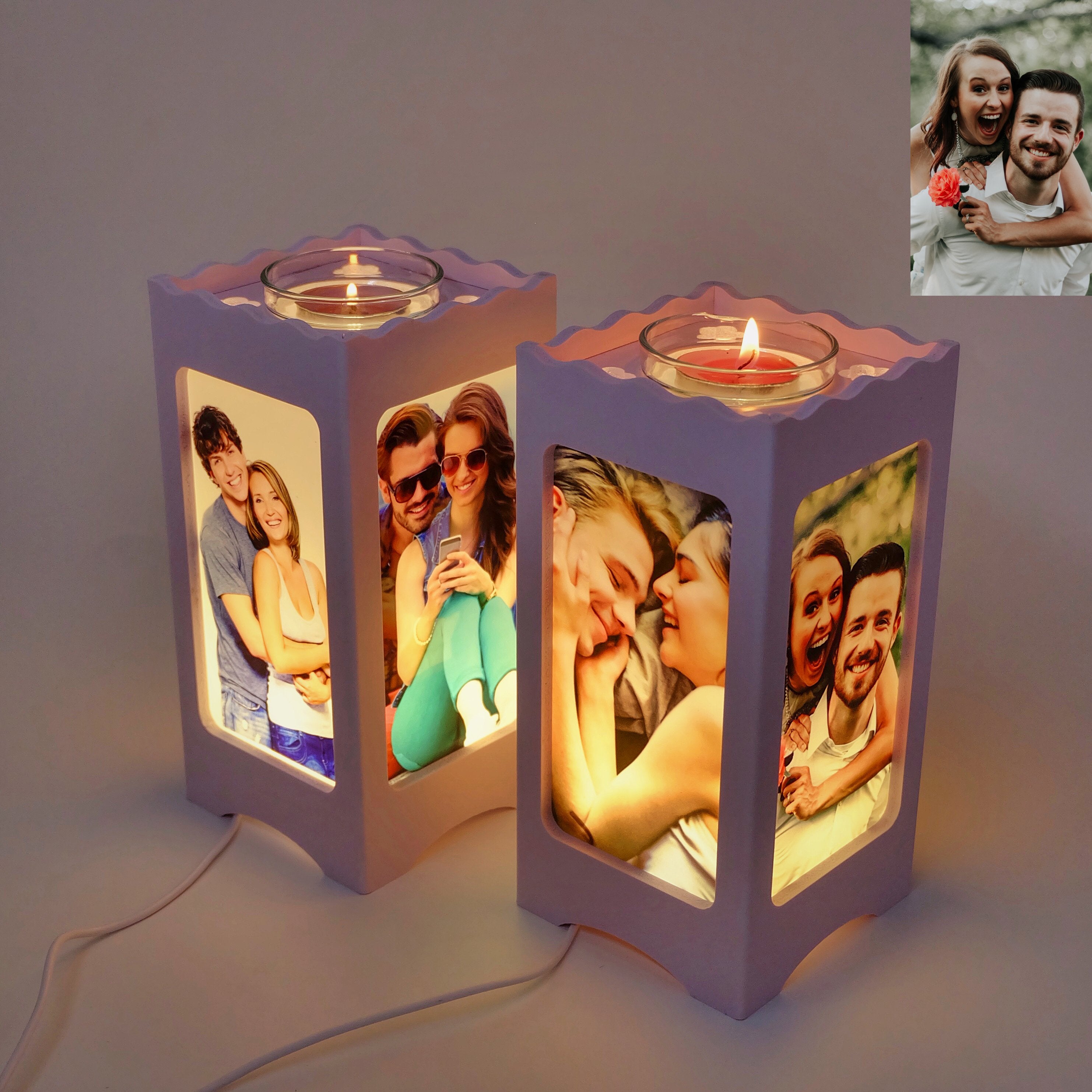 Custom Ambient Night Lamp with Four Pictures-A Loves Gift