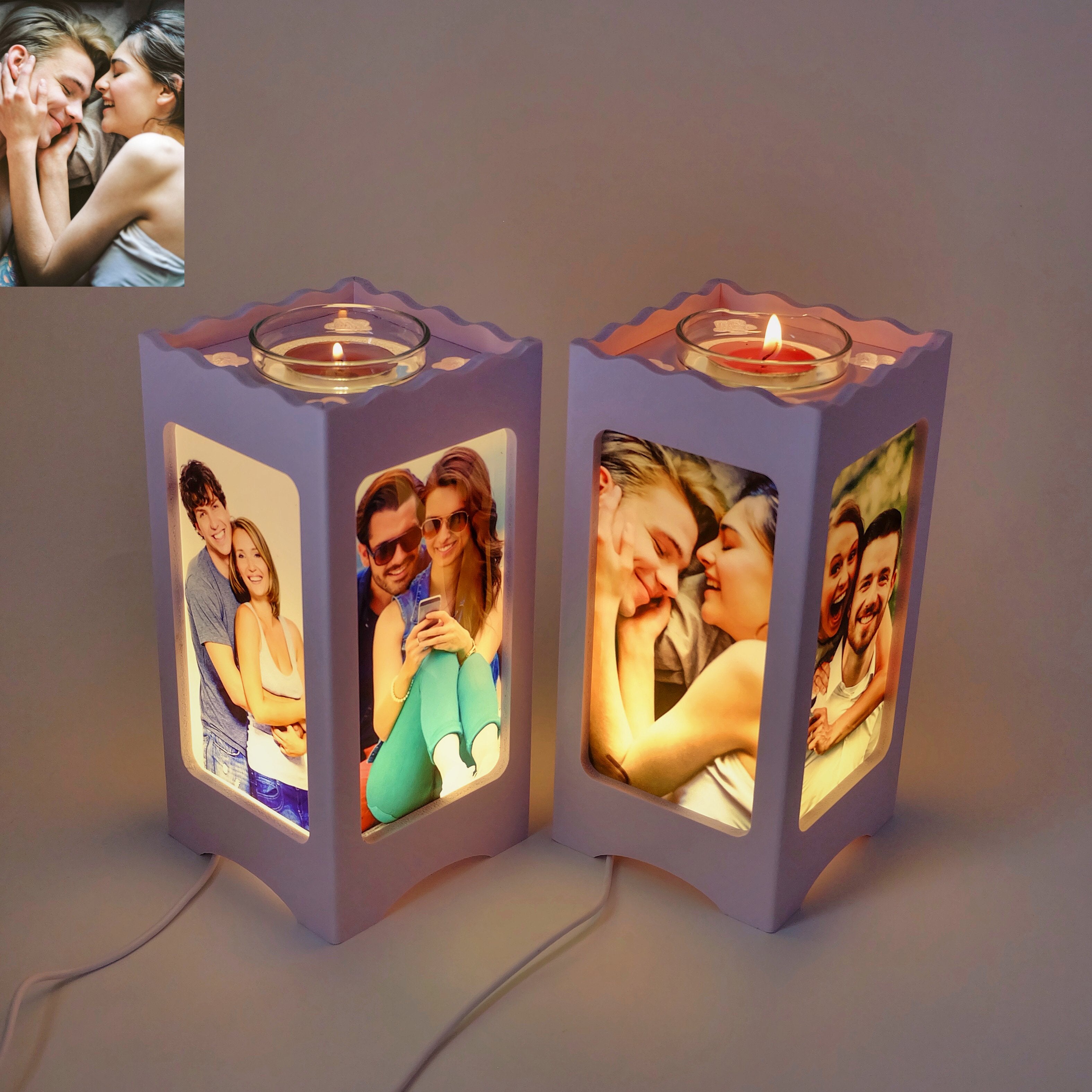 Custom Ambient Night Lamp with Four Pictures-A Loves Gift