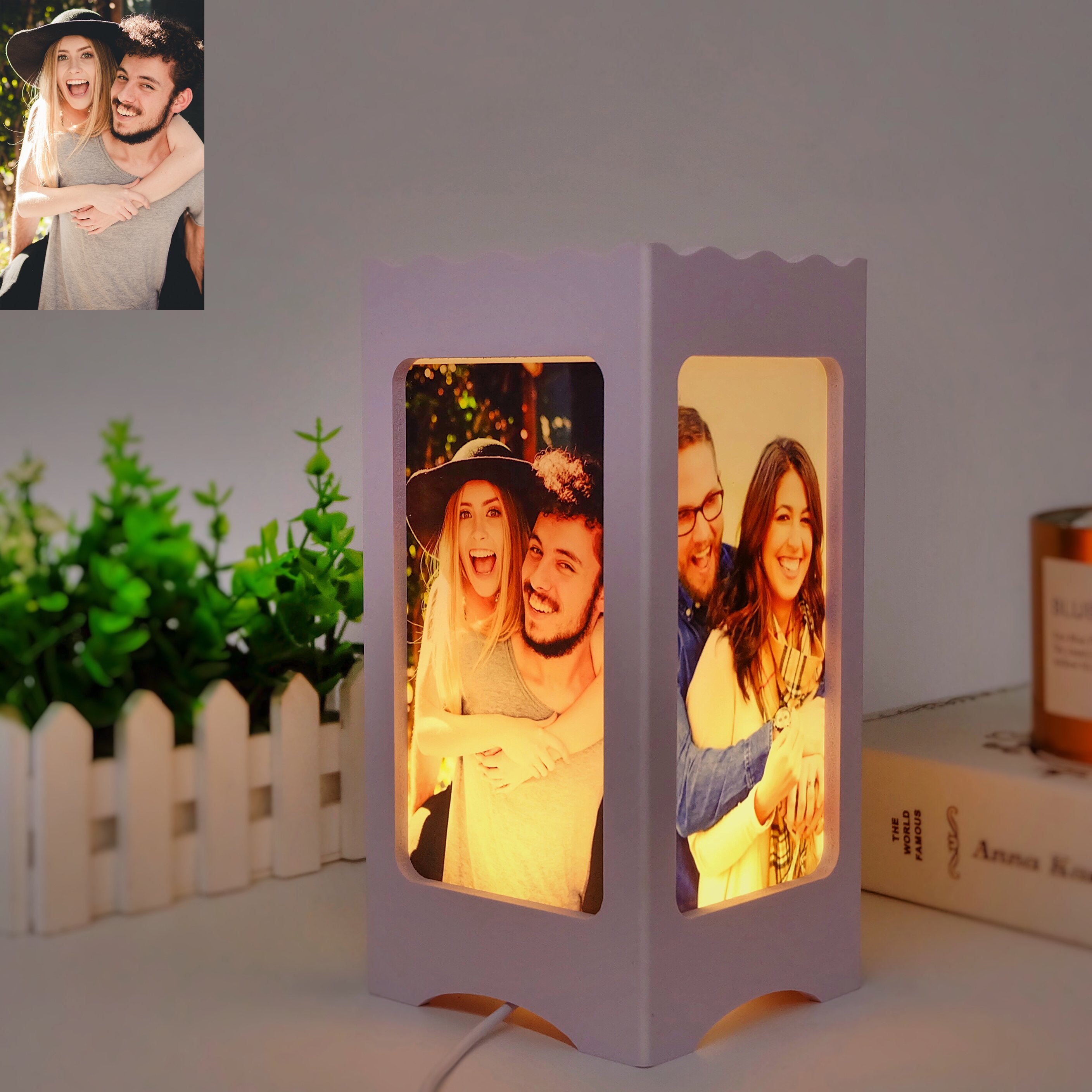 Custom Ambient Night Lamp with Four Pictures-A Loves Gift