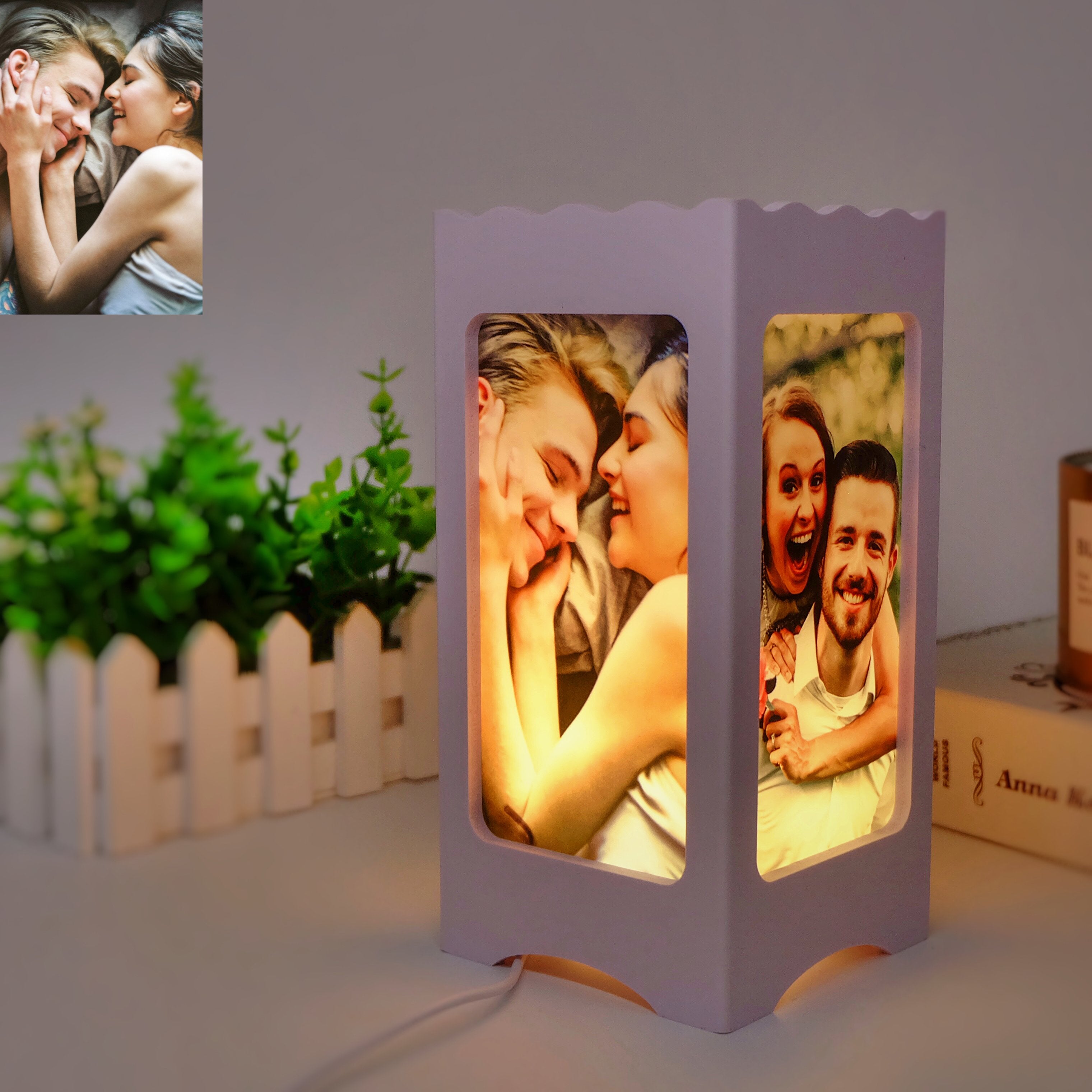 Custom Ambient Night Lamp with Four Pictures-A Loves Gift