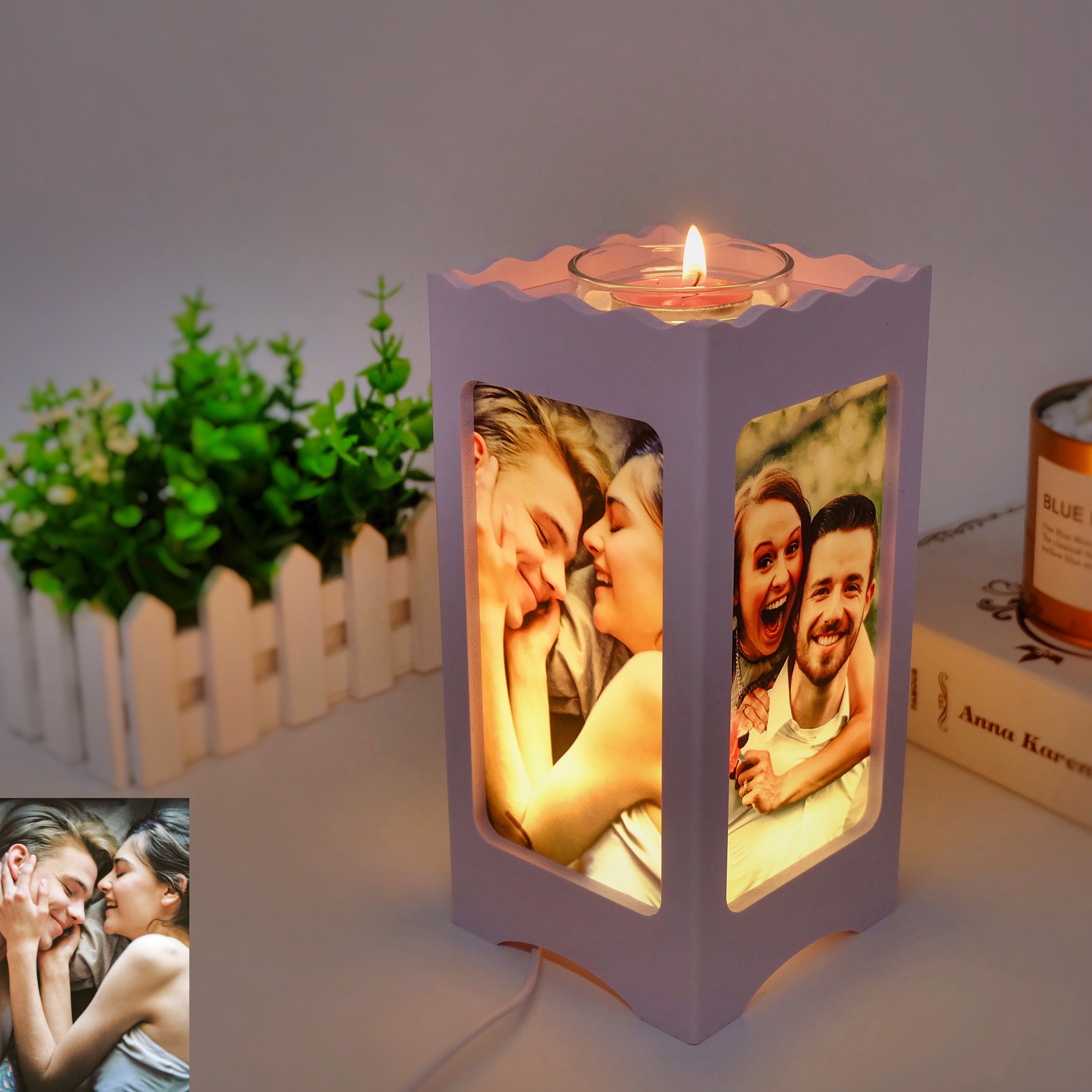 Custom Ambient Night Lamp with Four Pictures-A Loves Gift
