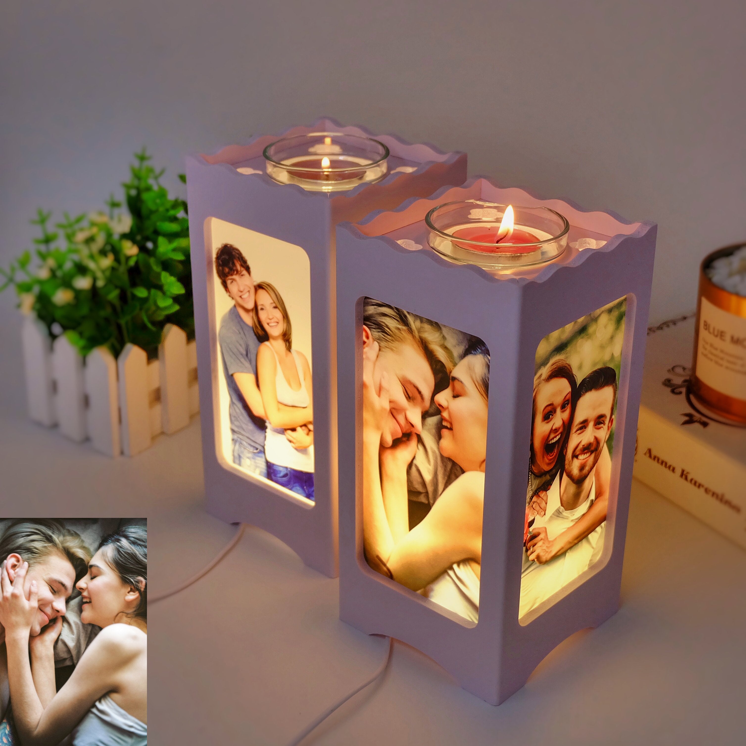 Custom Ambient Night Lamp with Four Pictures-A Loves Gift