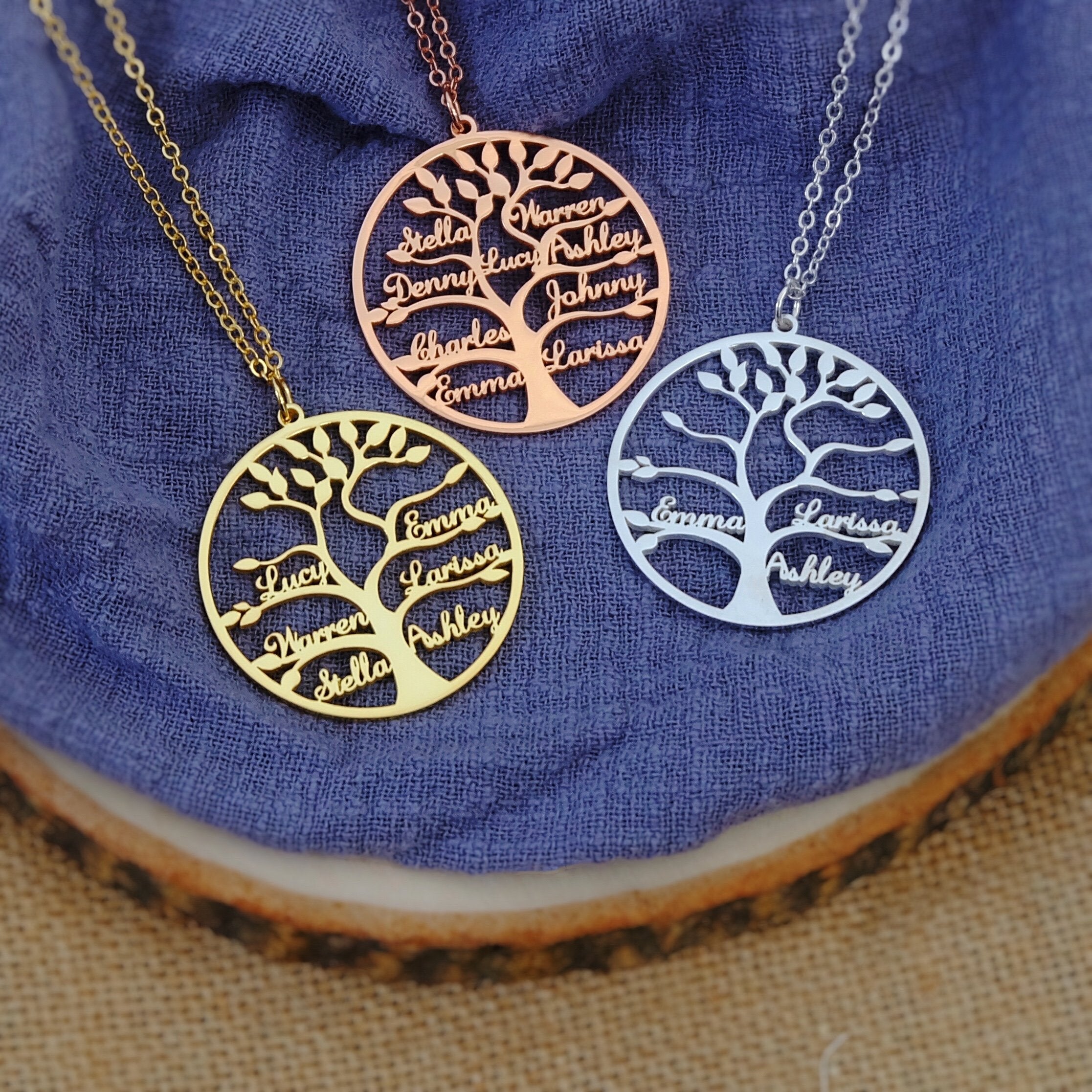 Personalized Family Tree Name Necklace-A Loves Gift