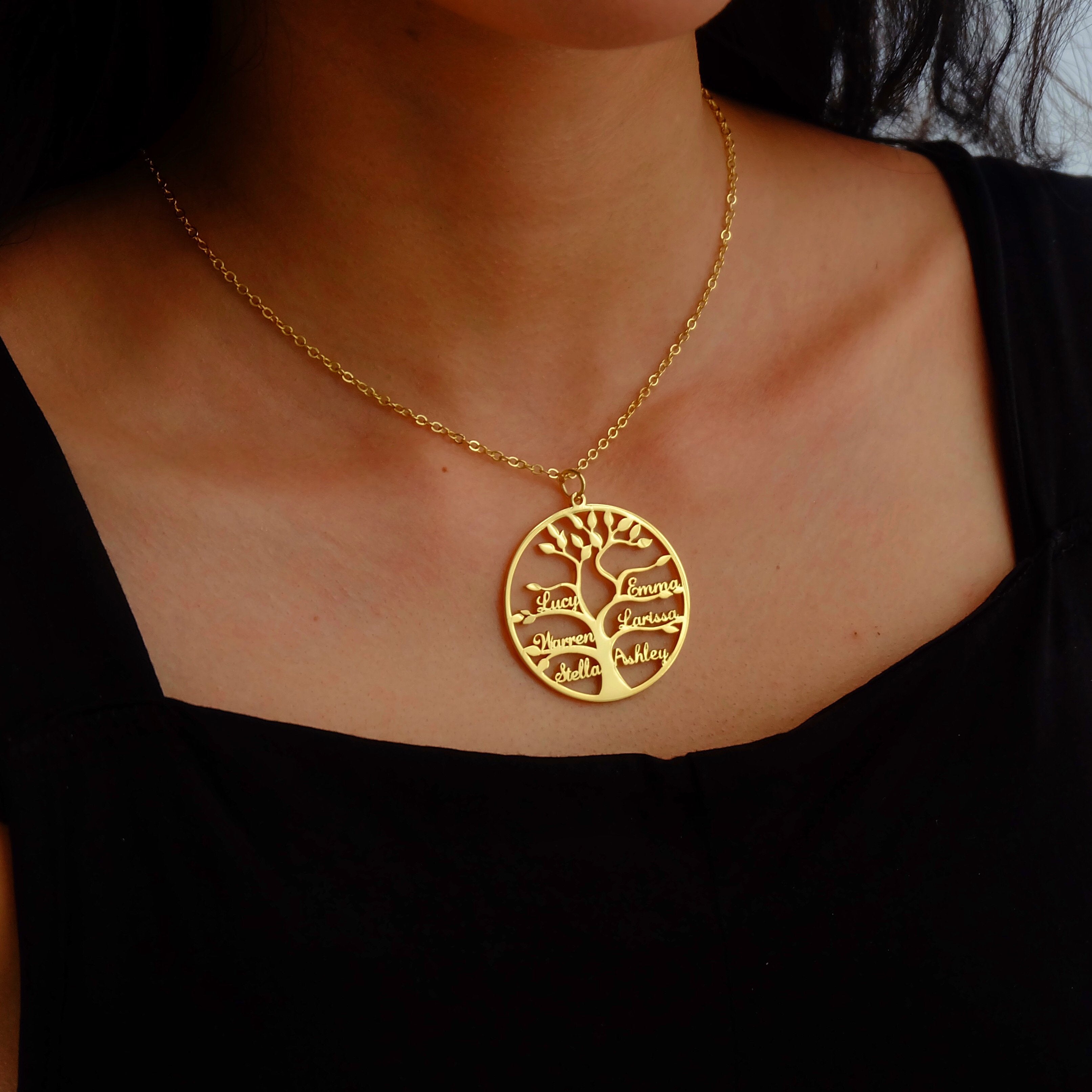 Personalized Family Tree Name Necklace-A Loves Gift