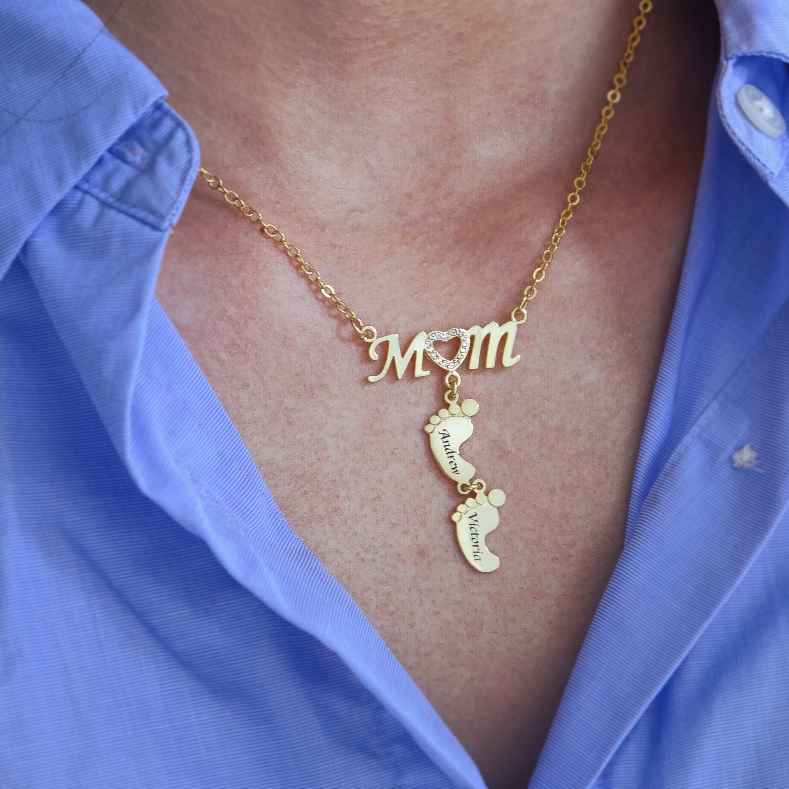 Mom and Baby Feet Necklace-A Loves Gift