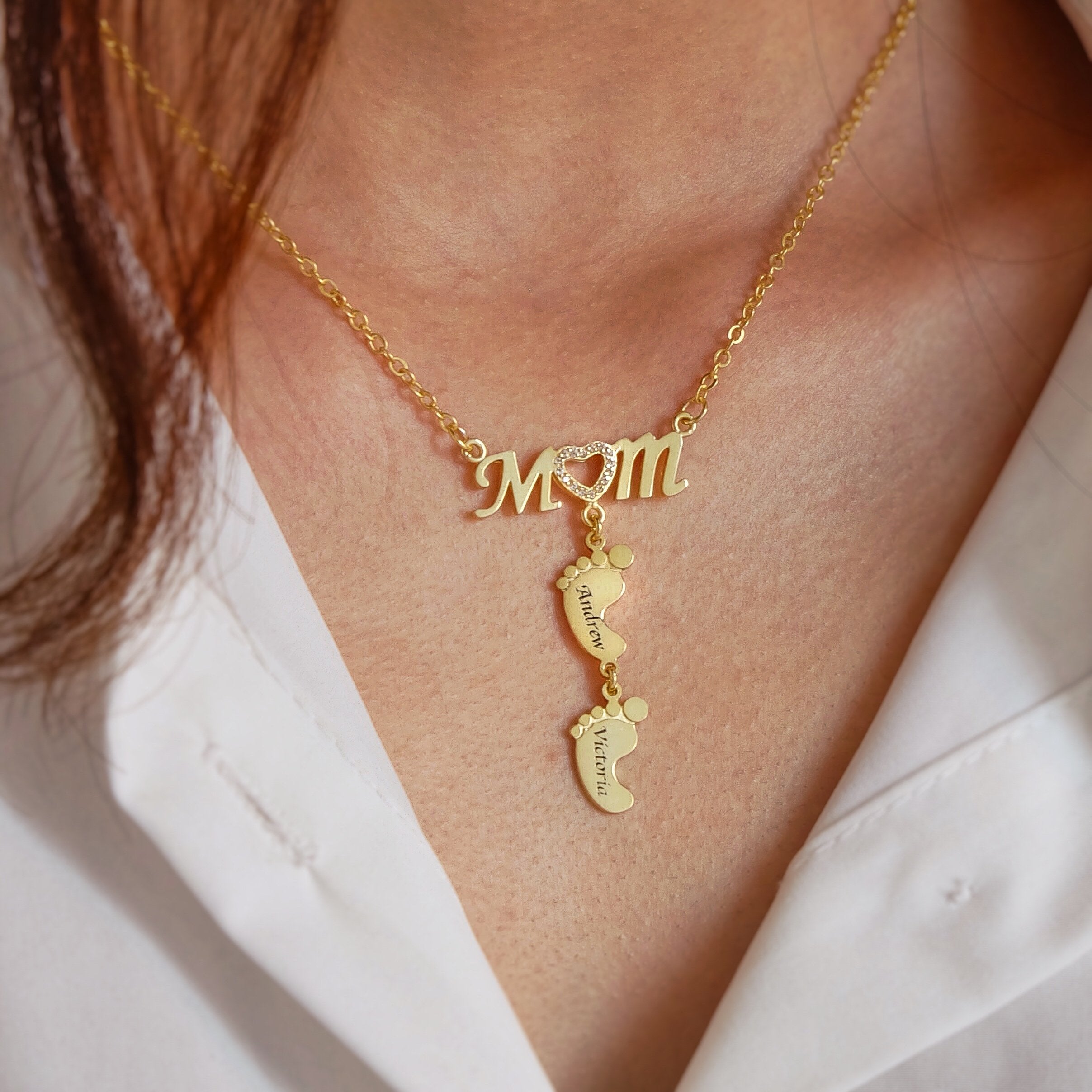 Mom and Baby Feet Necklace-A Loves Gift