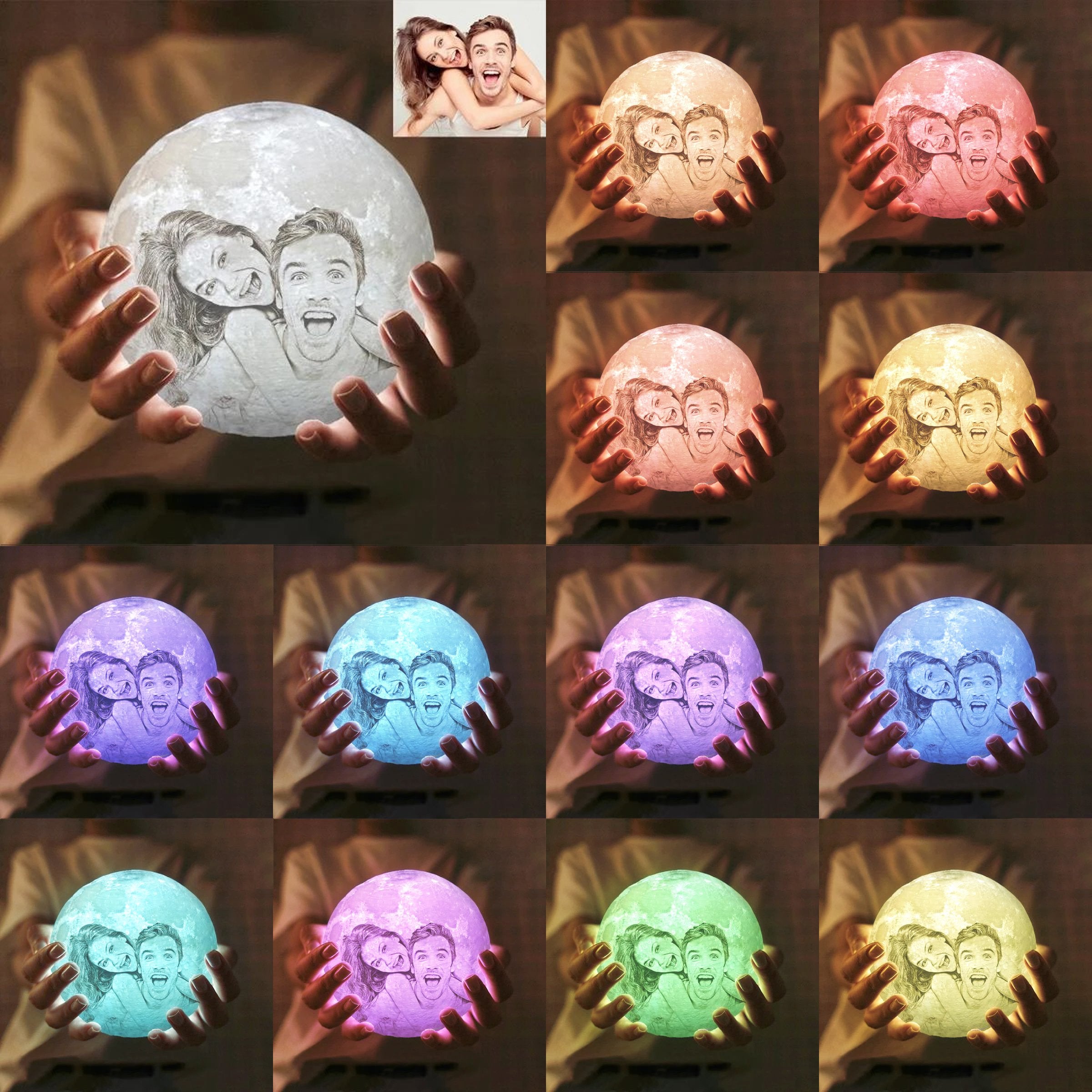 Multicolor Customized Moon Lamp 16 colors-A Loves Gift