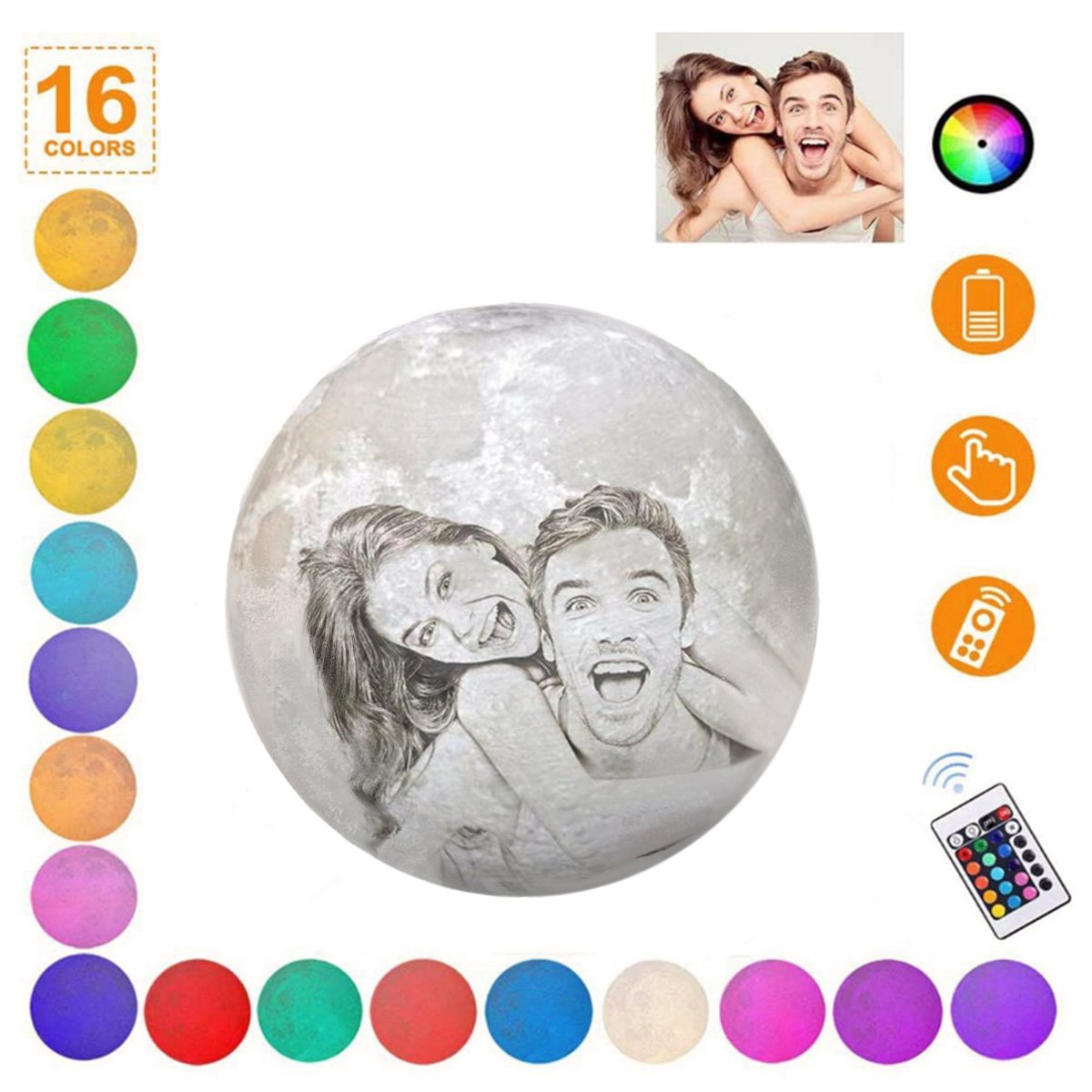 Multicolor Customized Moon Lamp 16 colors-A Loves Gift