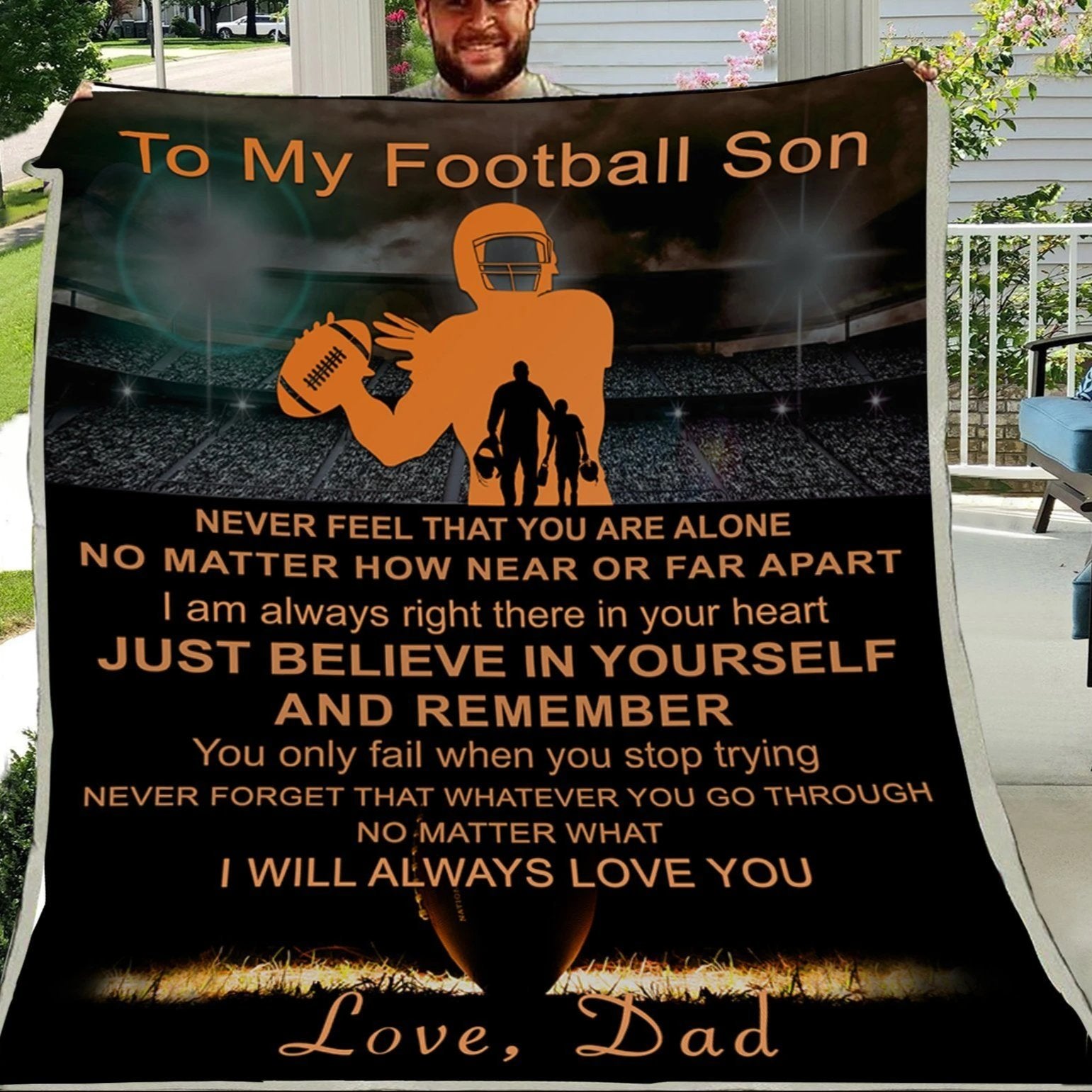 To My Football Son Never Feel That You Are Alone American Blanket Christmas Gift For Son-A Loves Gift