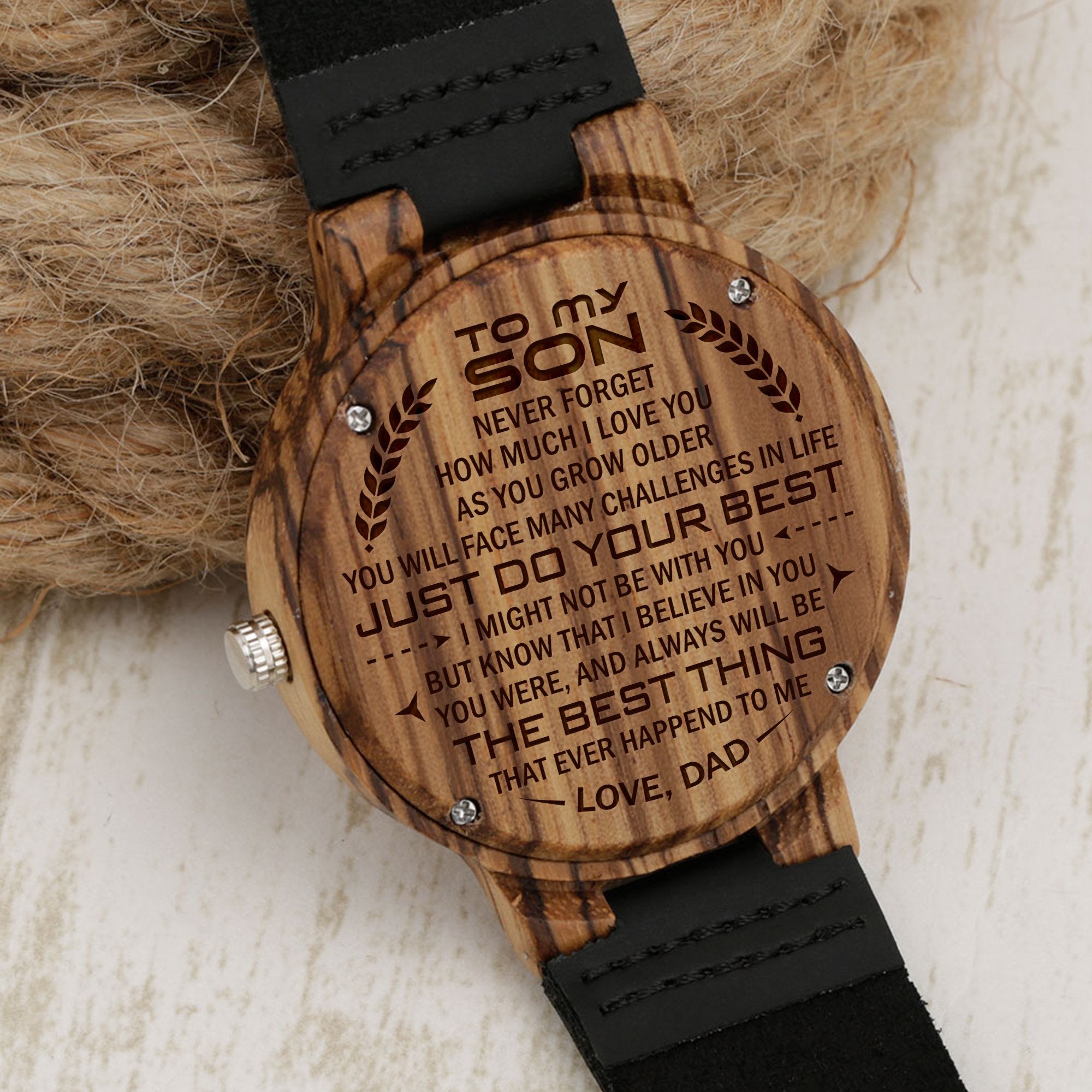SON DAD - THE BEST THING - ZEBRA WOOD WATCH