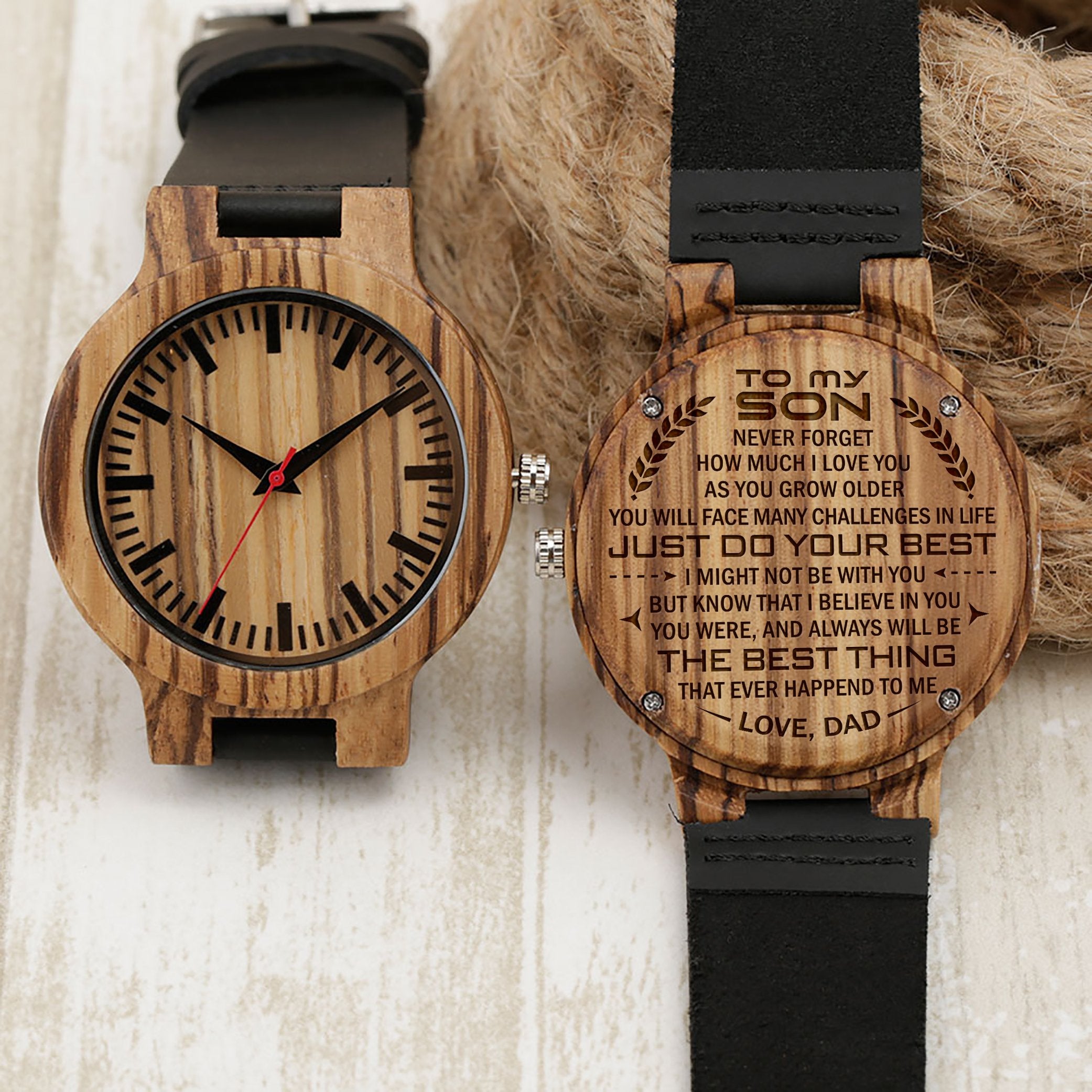 SON DAD - THE BEST THING - ZEBRA WOOD WATCH