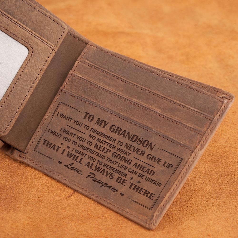 LEATHER WALLET TO MY GRANDSON-A Loves Gift
