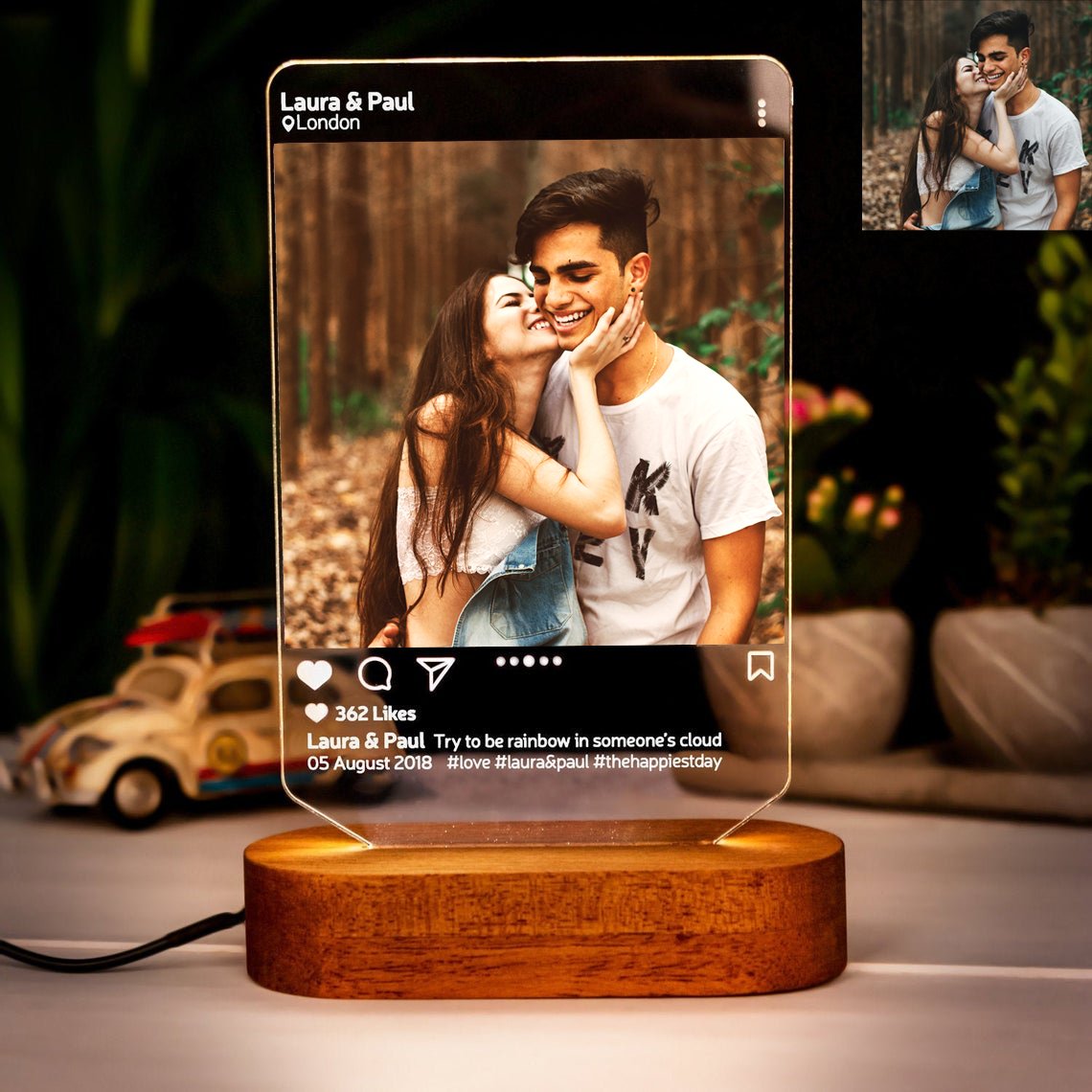 Custom Instagram Style 3D Led Lamp with Photo-A Loves Gift