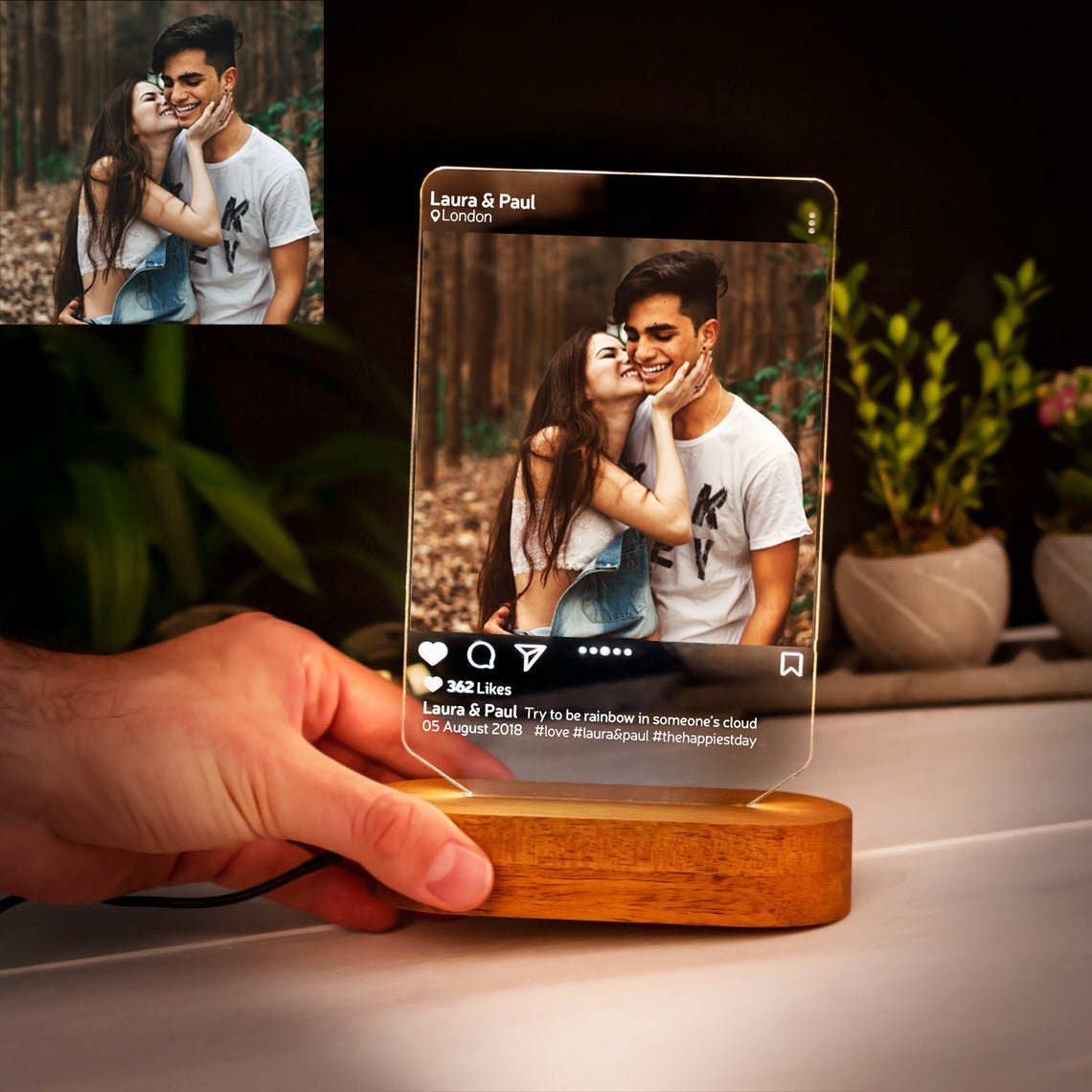 Custom Instagram Style 3D Led Lamp with Photo-A Loves Gift