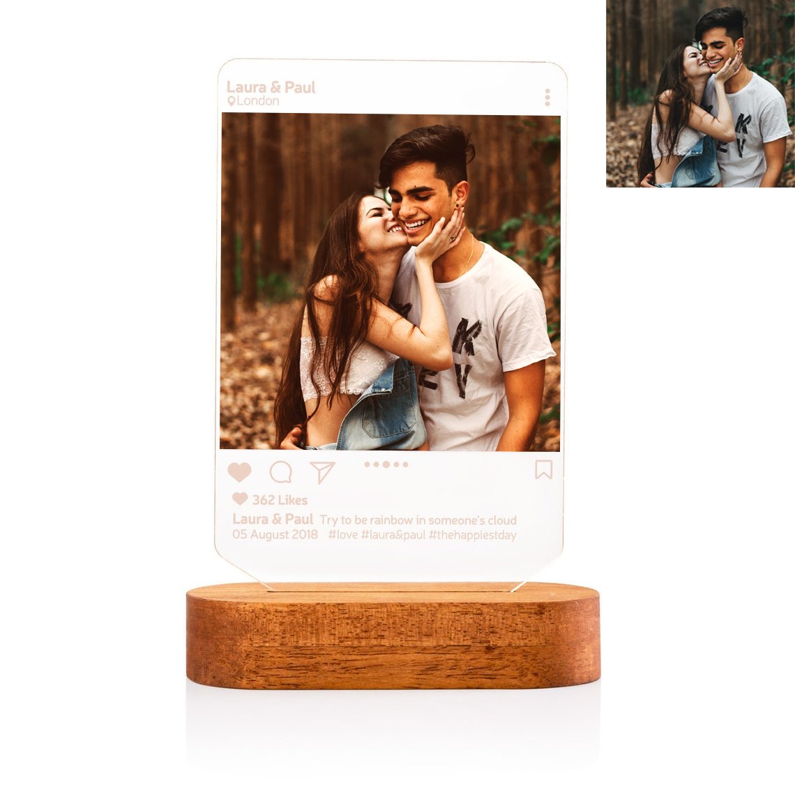 Custom Instagram Style 3D Led Lamp with Photo-A Loves Gift