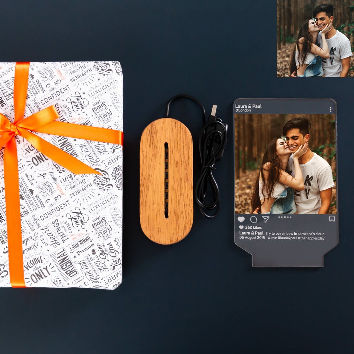 Custom Instagram Style 3D Led Lamp with Photo-A Loves Gift
