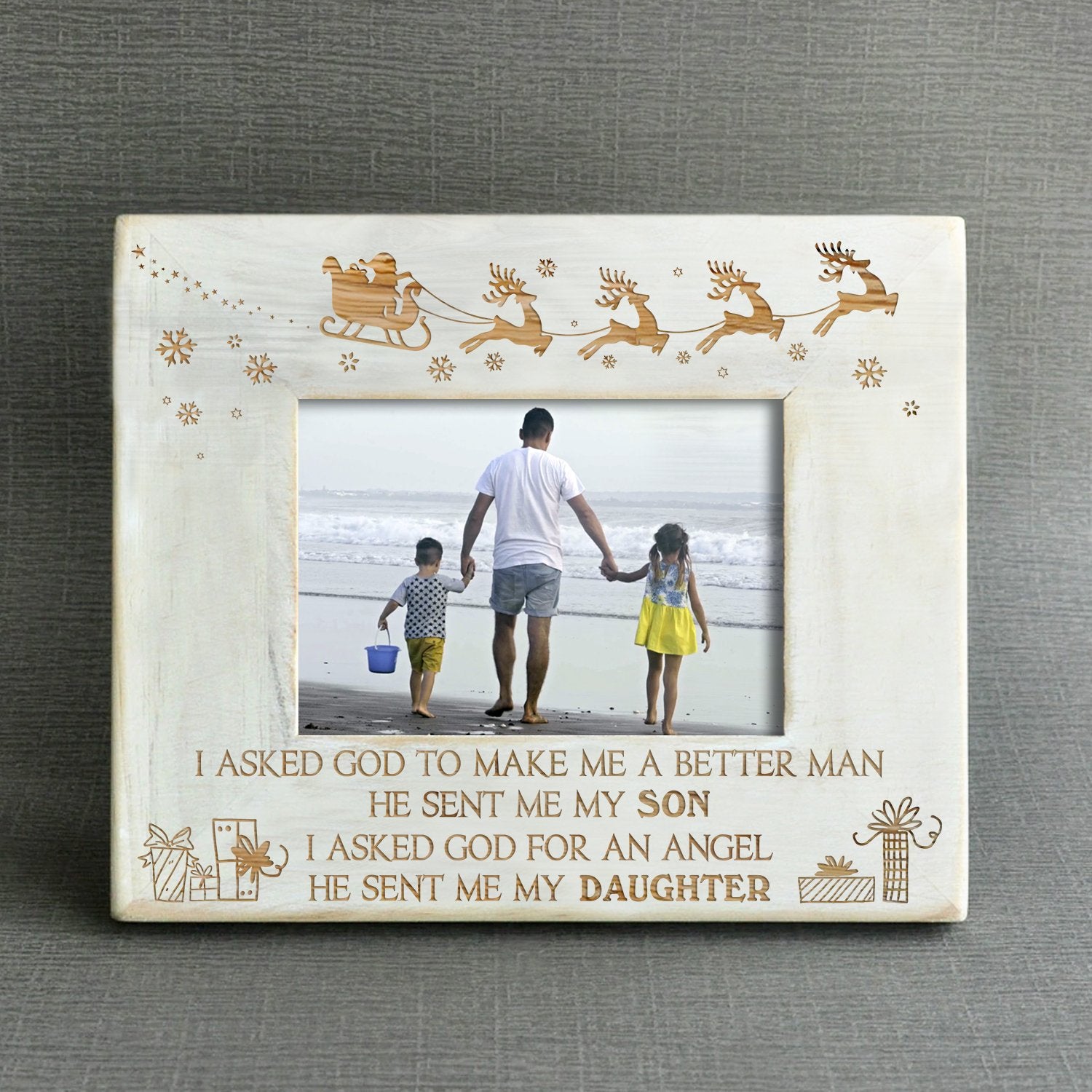 I ASKED GOD - DAUGHTER &amp; SON - WOOD FRAME