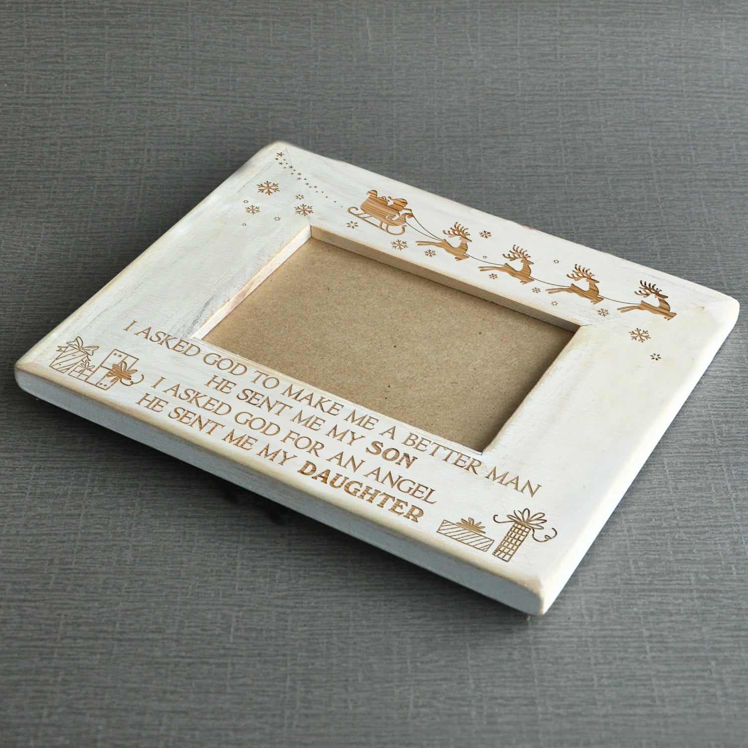 I ASKED GOD - DAUGHTER &amp; SON - WOOD FRAME