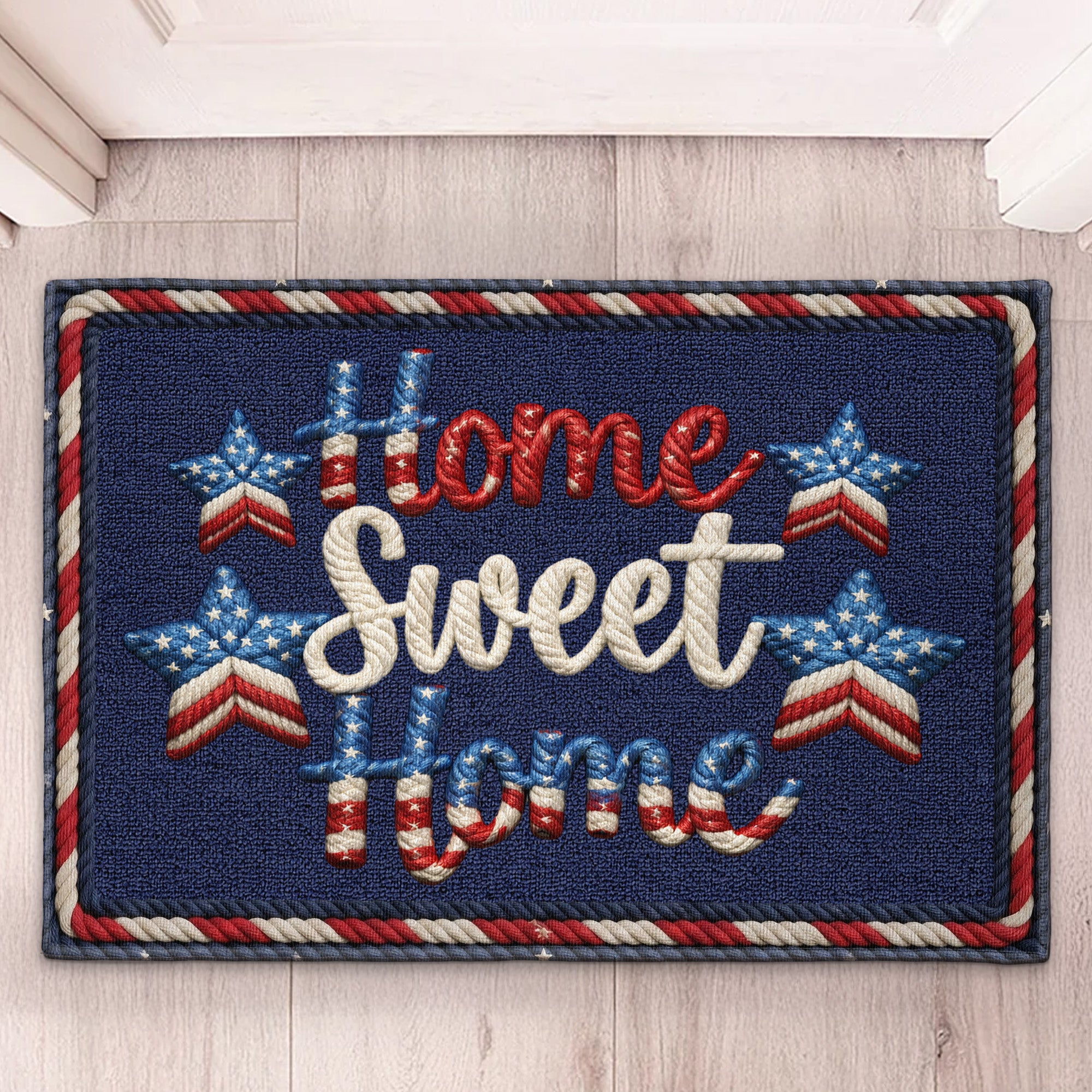 250 Years Home Sweet Home Minimalist Welcome Faux Yarn Pattern - Personalized Doormat