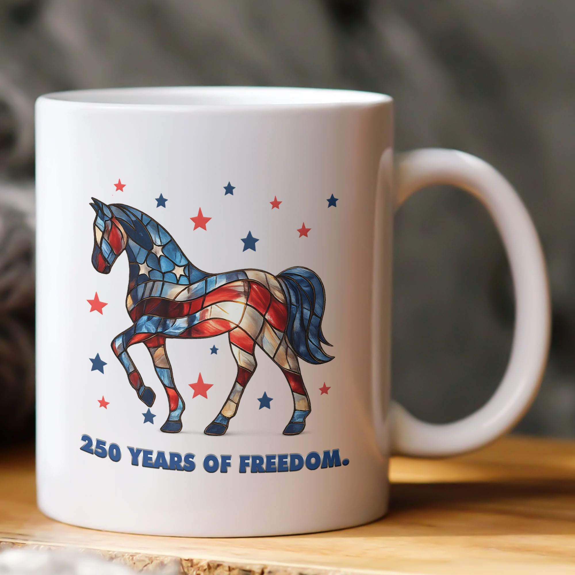 250 Years Of Freedom Horse Lovers Stained Glass Print - Mug