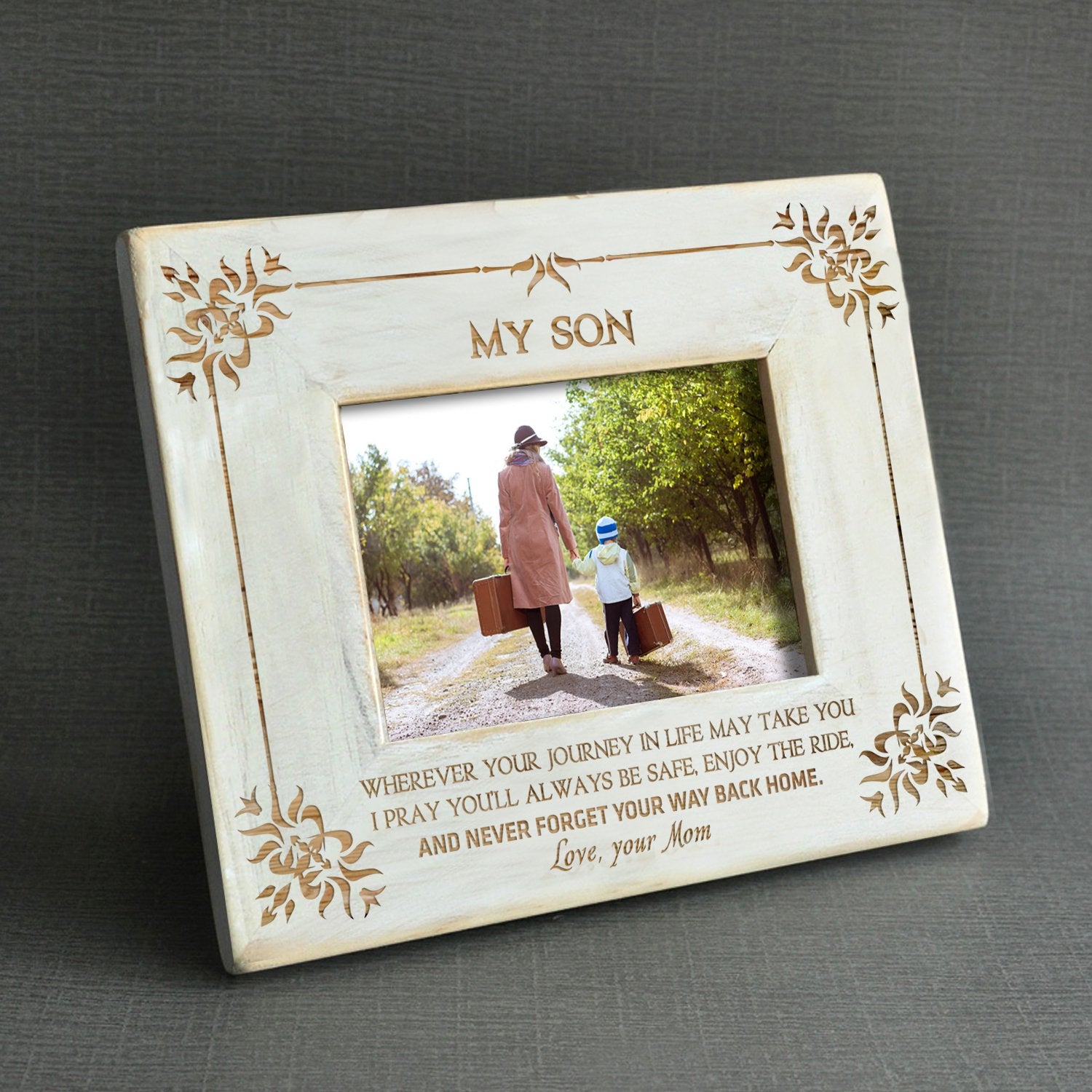 SON MOM - NEVER FORGET YOUR WAY BACK HOME - WOOD FRAME 