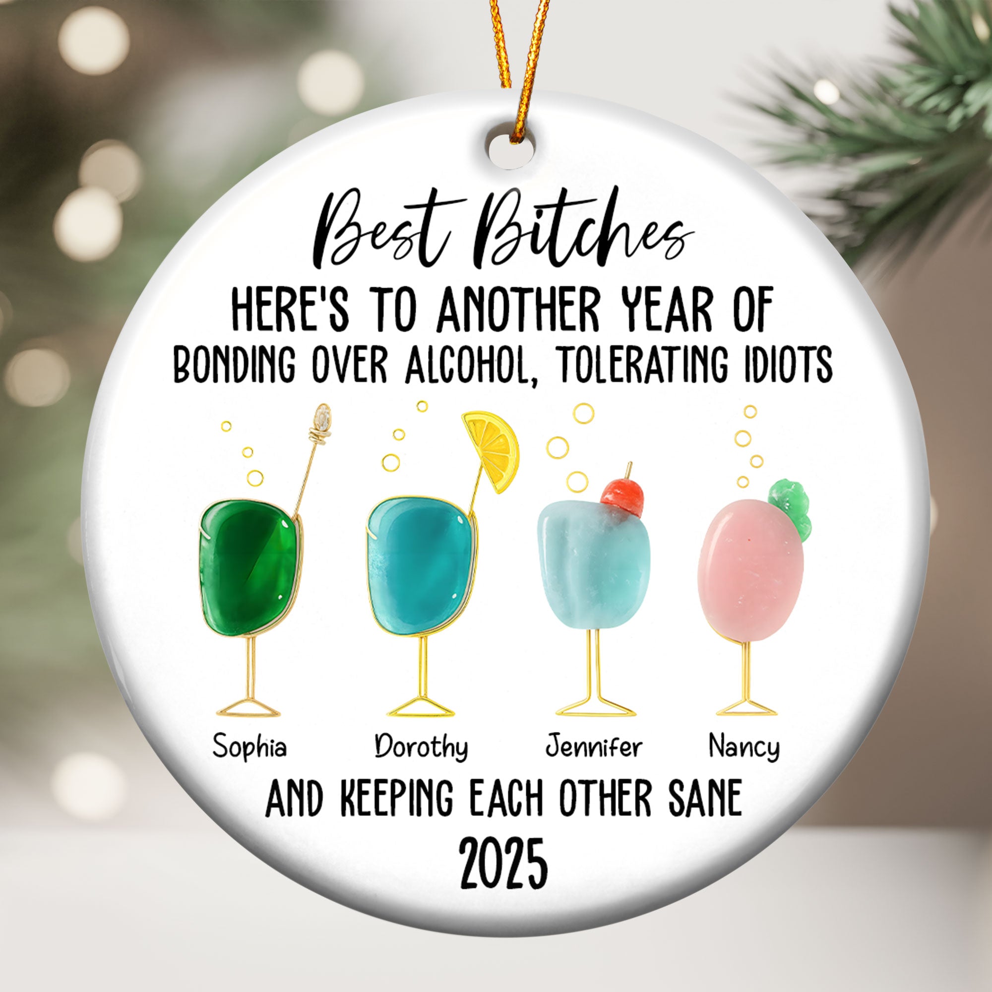 2D Flat Friendship Seaglass - Personalized Ceramic Ornament