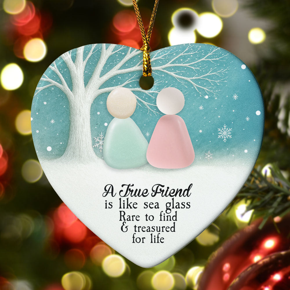 2D Sea Glass Effect Printed Thank You Friendship Christmas Gifts - Ceramic Ornament