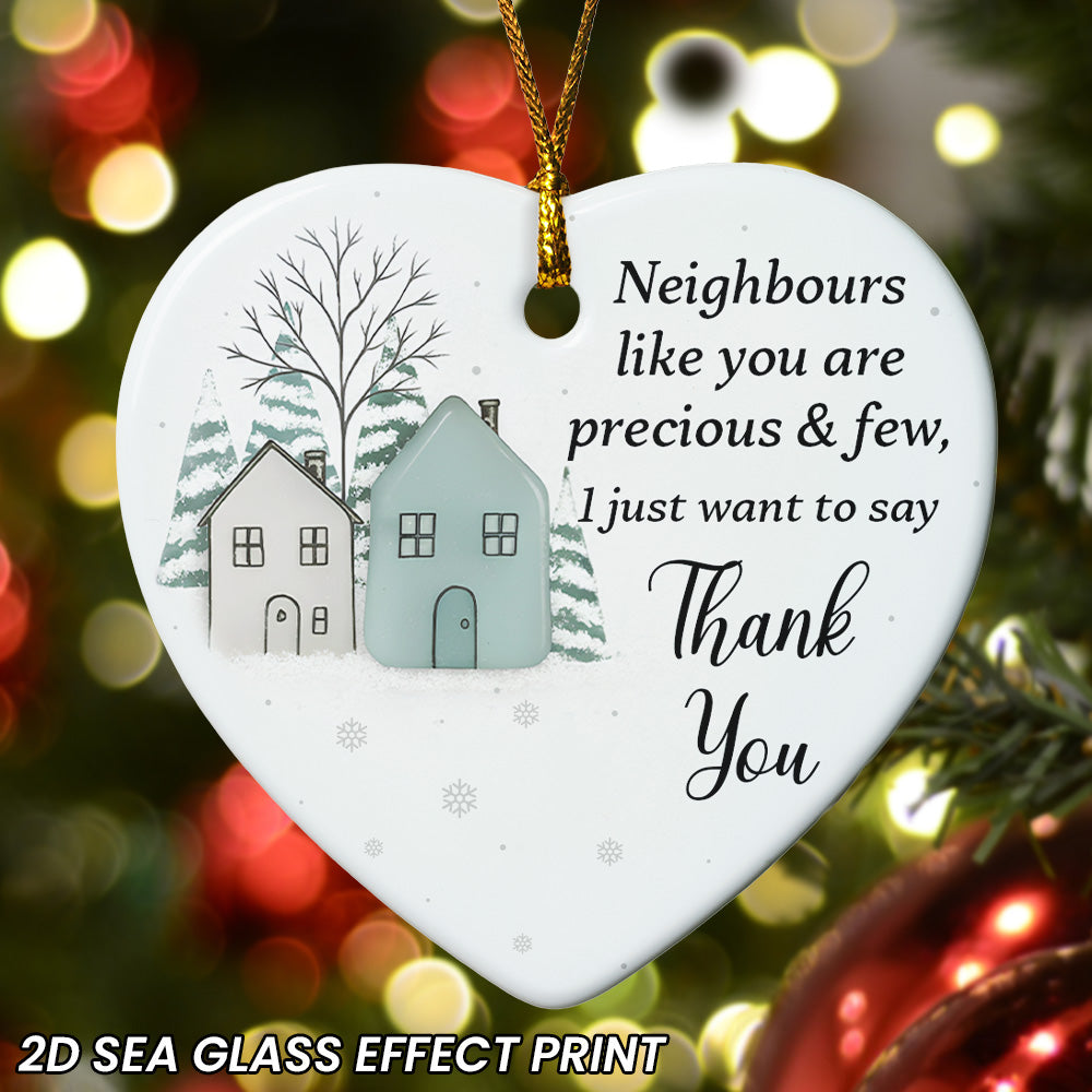 2D Sea Glass Effect Printed Thank You Neighbours Appreciation Bulk Christmas Gifts - Ceramic Ornament