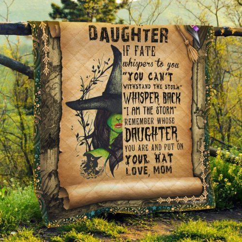 Gift For Daughter From Mom Remember Whose Daughter You Are Witch Fleece Blanket-A Loves Gift