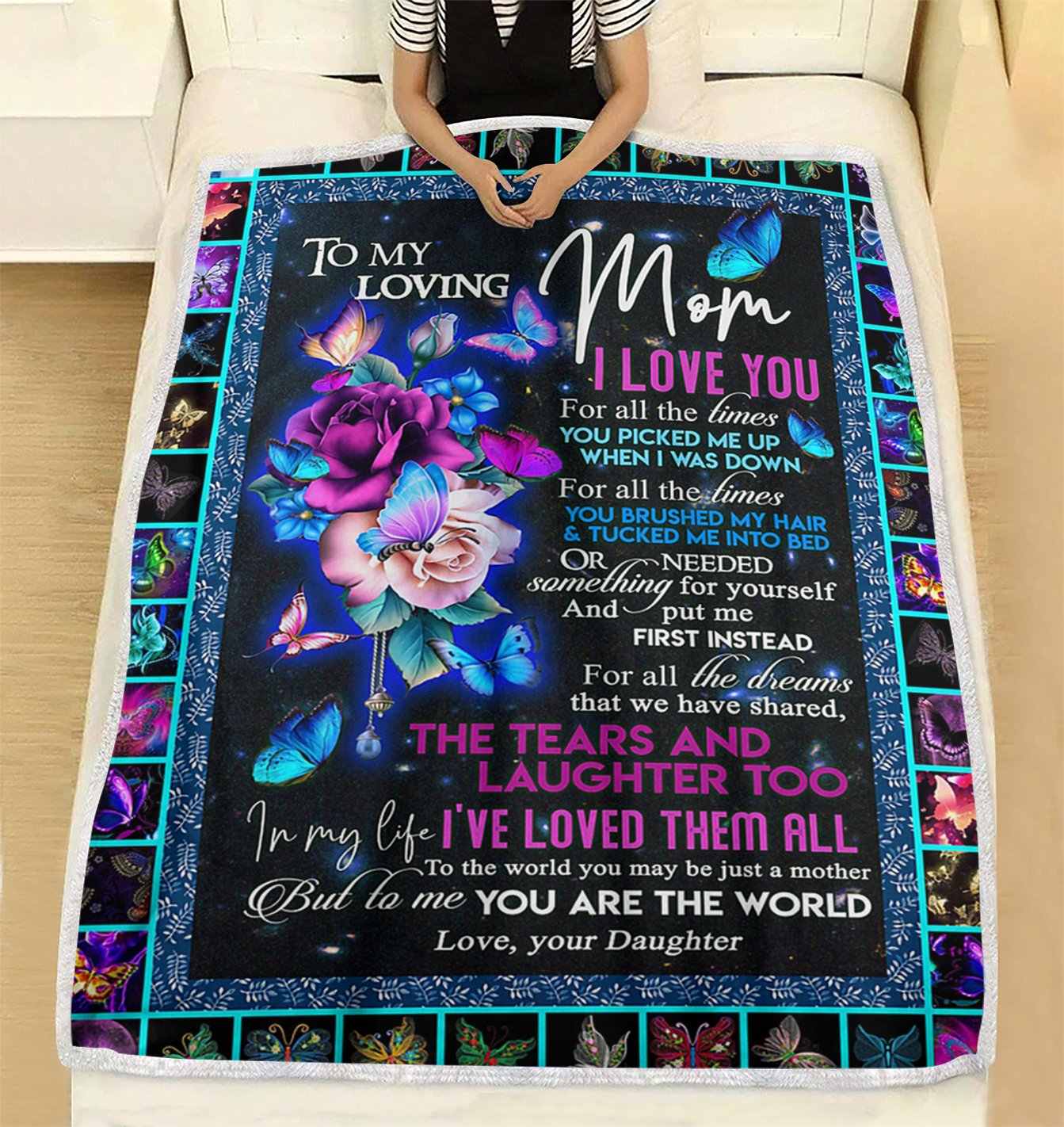 Custom Blanket To My Loving Mom Blanket - Gift For Mom - Fleece Blanket-A Loves Gift