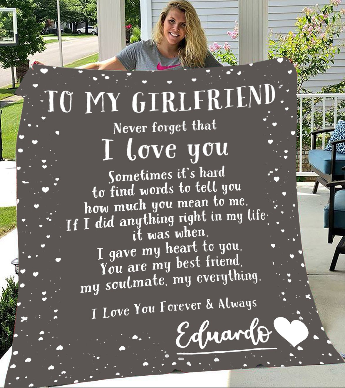 Custom Blankets Personalized Blanket - Perfect gift for Girlfriend - Fleece Blanket-A Loves Gift