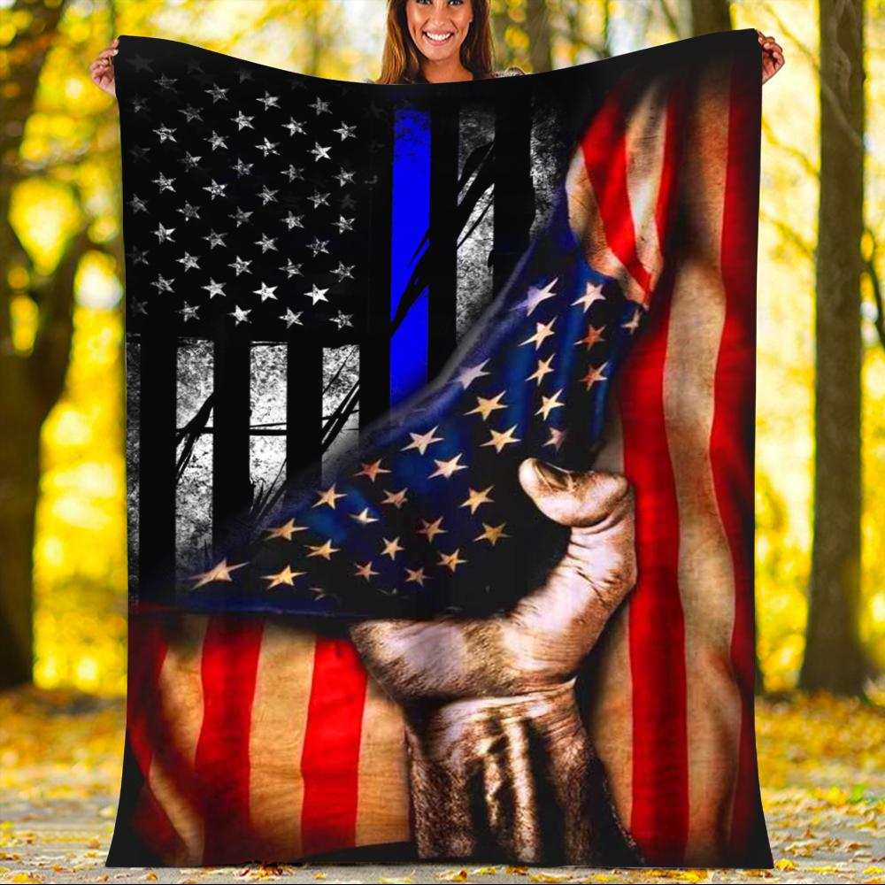 Custom Blanket Police Flag Blanket - Fleece Blanket-A Loves Gift