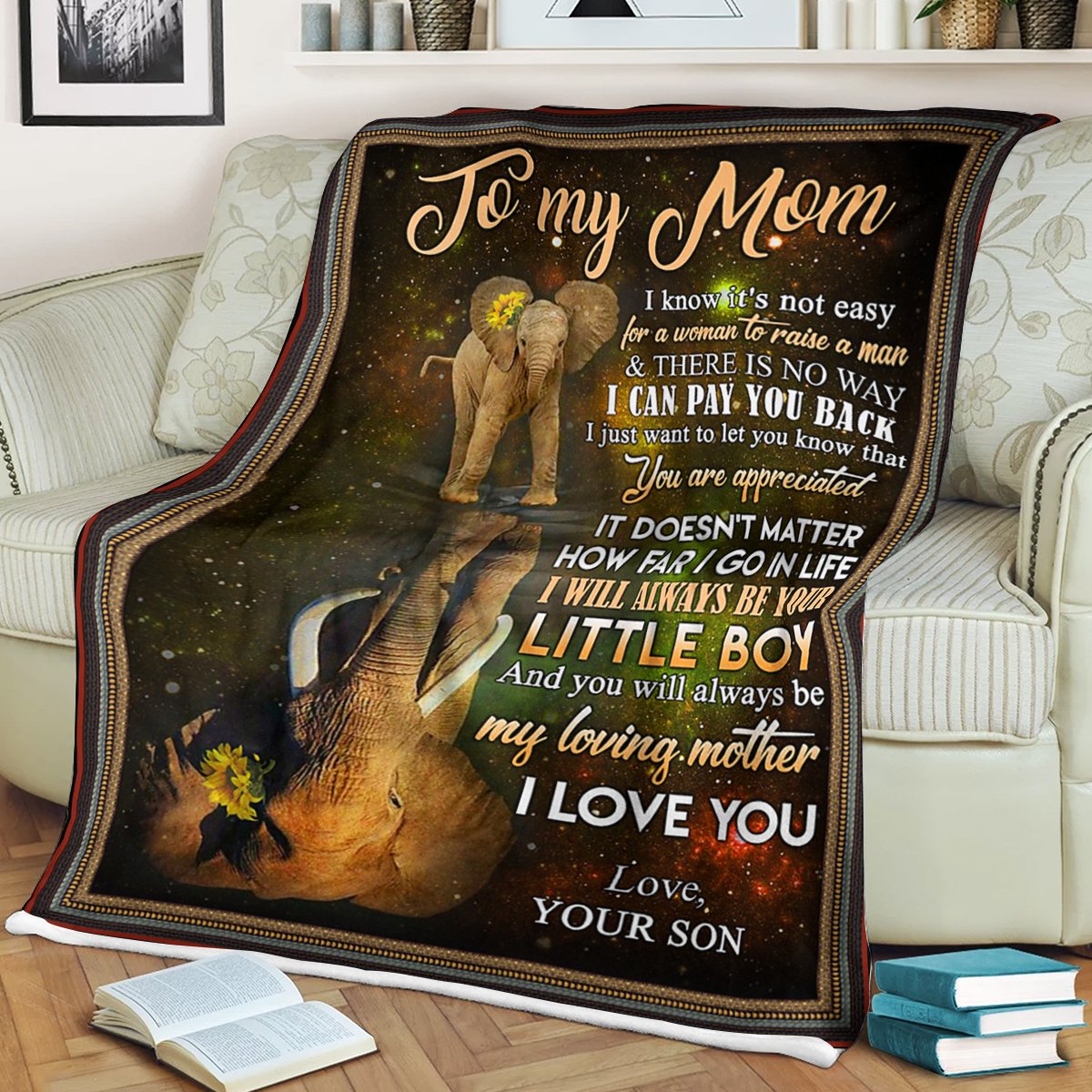 Custom Blanket Elephant To My Mom Blanket - Gift For Mom  - Fleece Blanket-A Loves Gift