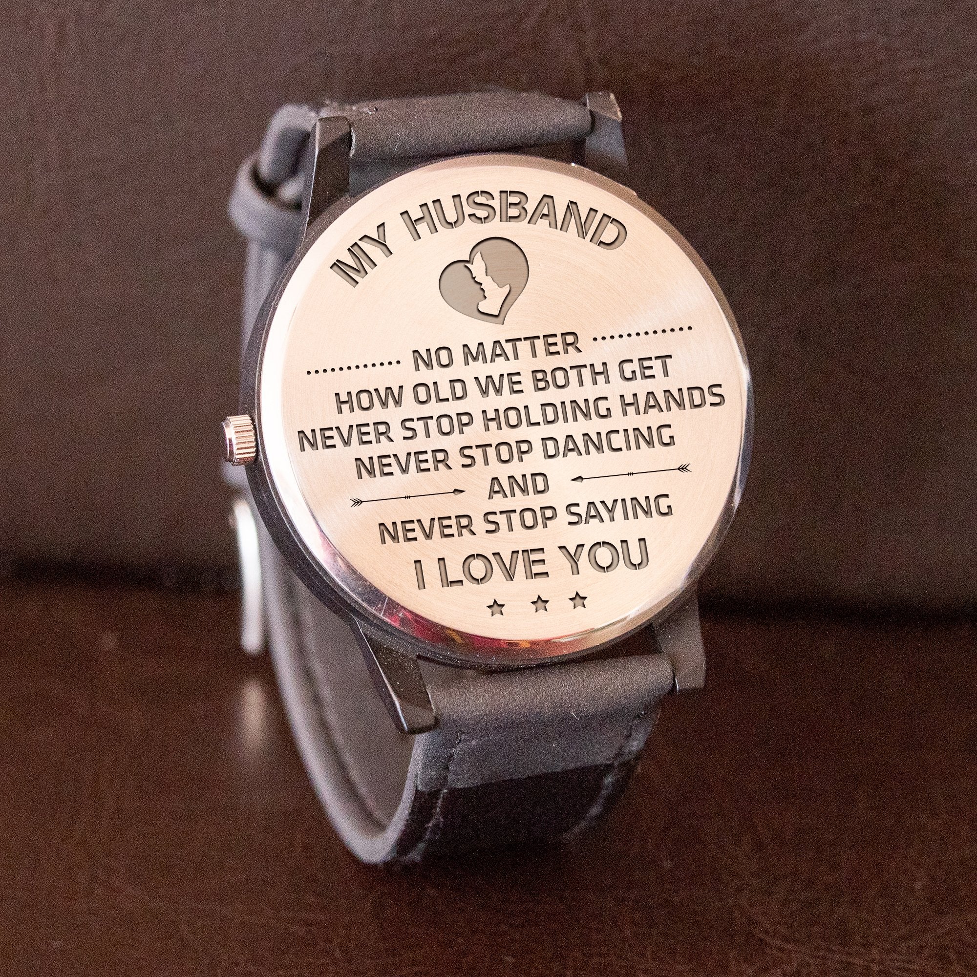 HUSBAND - NEVER STOP HOLDING HANDS - BEE WATCH Black Black
