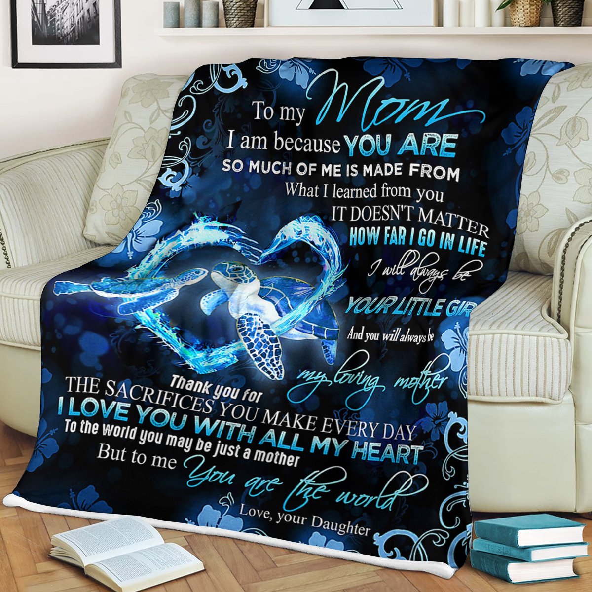 Custom Blanket Turtle To My Mom Blanket - Gift For Mom - Fleece Blanket-A Loves Gift