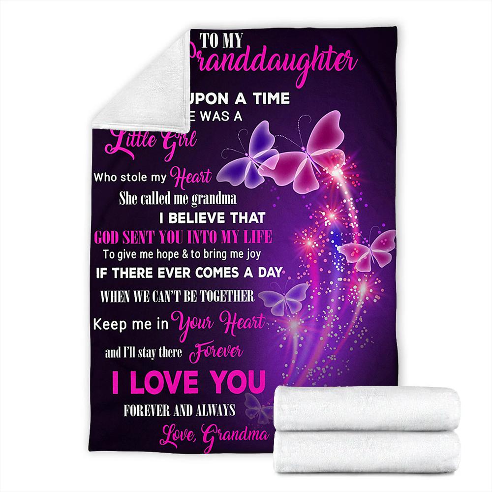 Custom Blanket Butterflies To my Granddaughter Blanket - Fleece Blanket-A Loves Gift